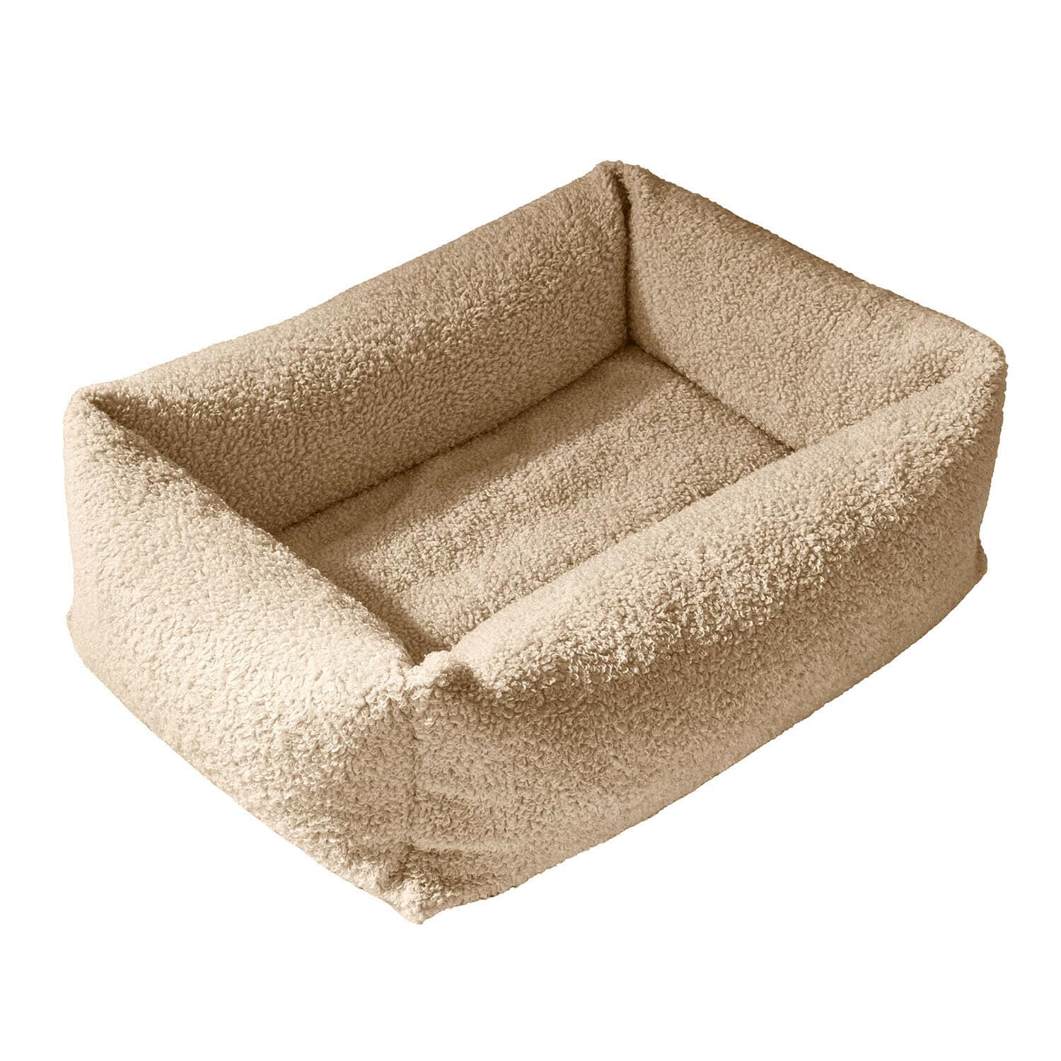 Zacht huisdierbed Giolena in taupekleur van pluche materiaal, comfortabel en duurzaam