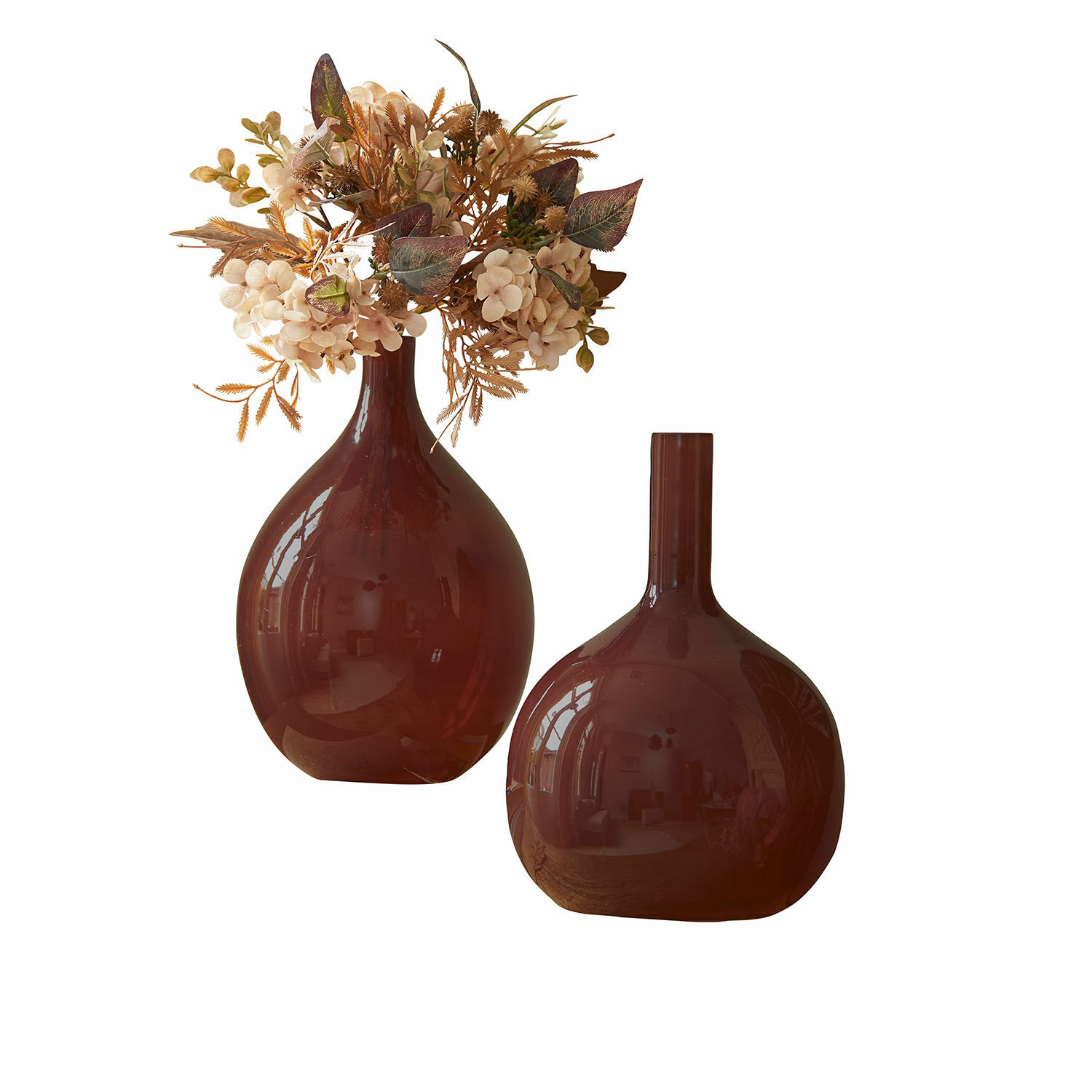 Vaas set van 2 Erlunda Matbruine keramische decoratieve vazen, perfect voor moderne interieurs