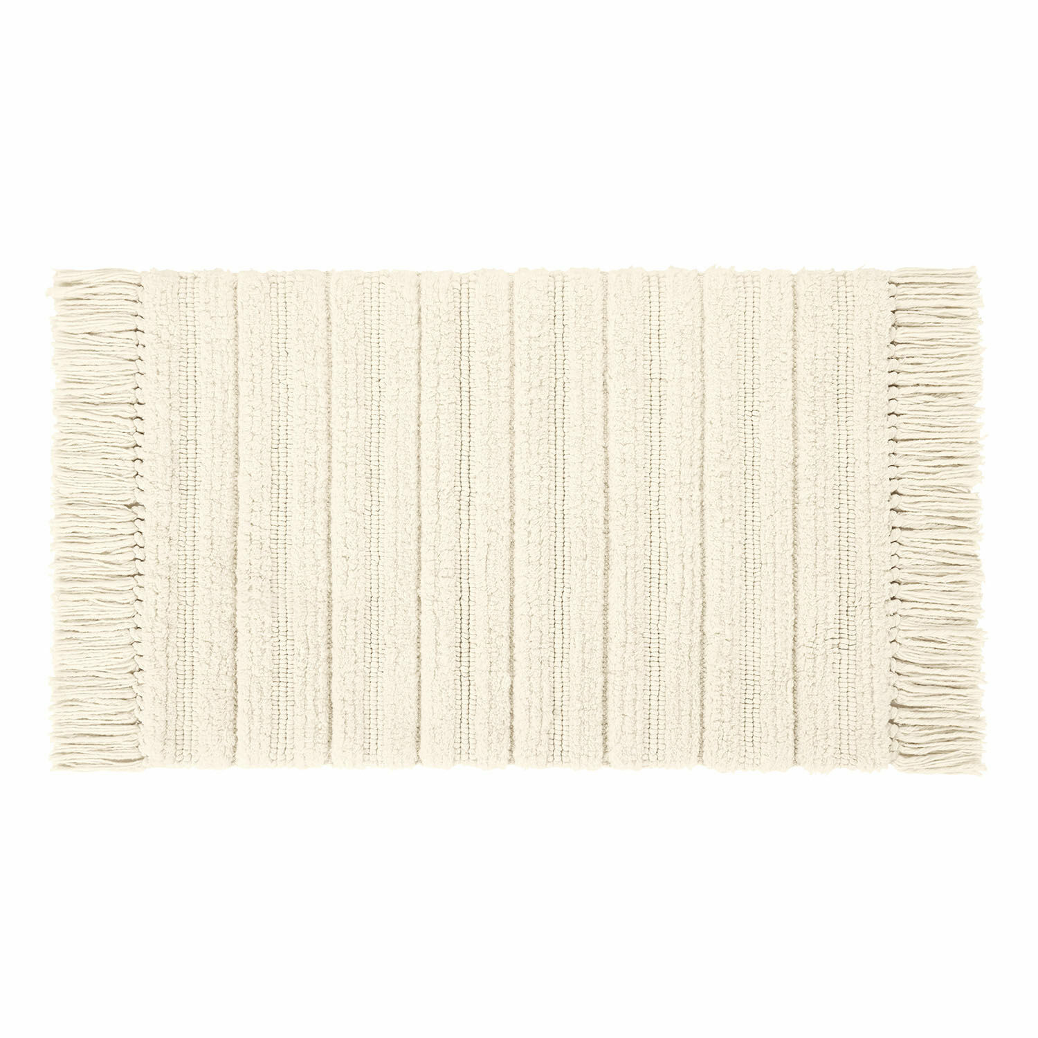 crème Crèmekleurige zachte badmat met franjes, absorberend en decoratief voor badkamer