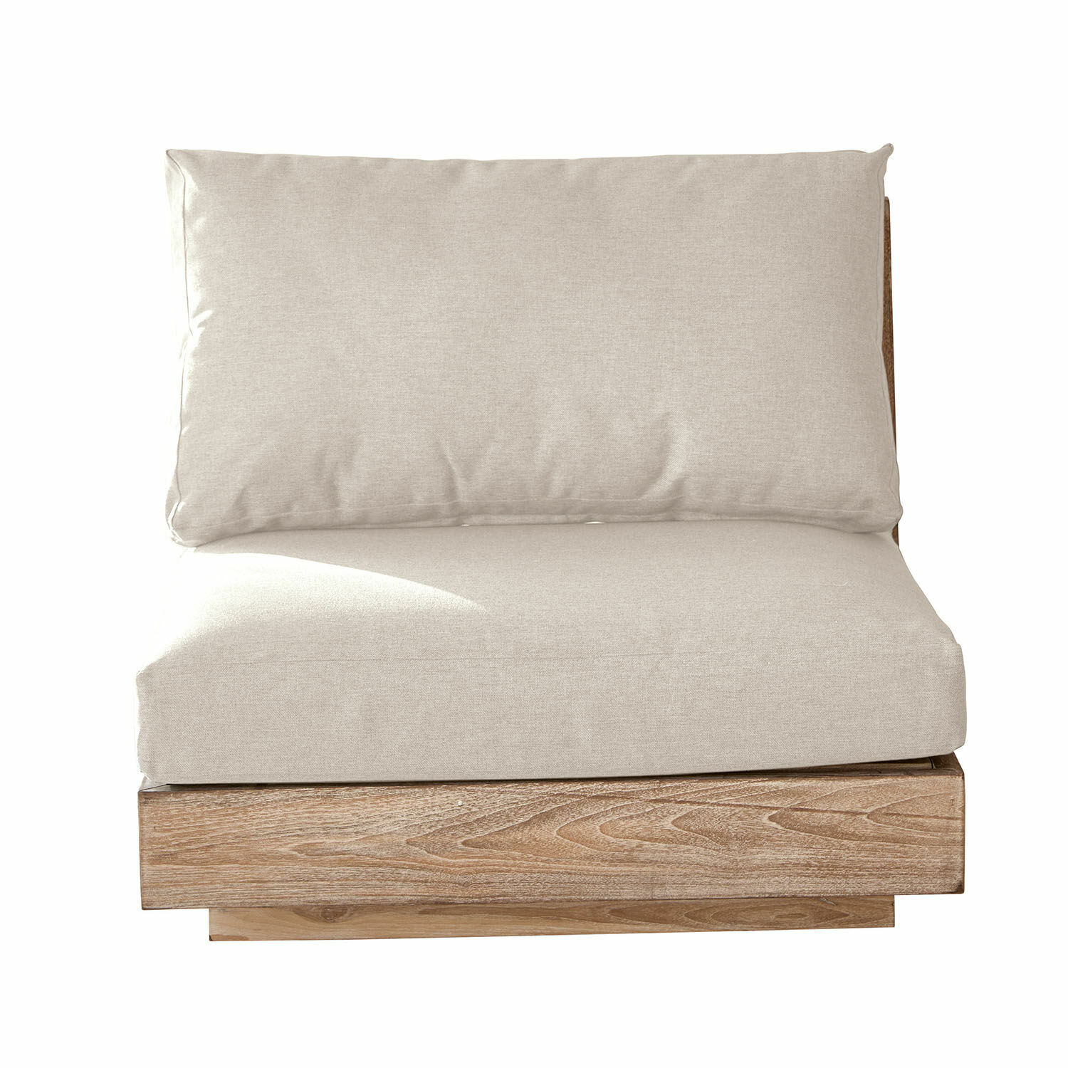 Sofa-element Courtelevant met crèmekleurige stof en bruine houten basis voor woonkamer