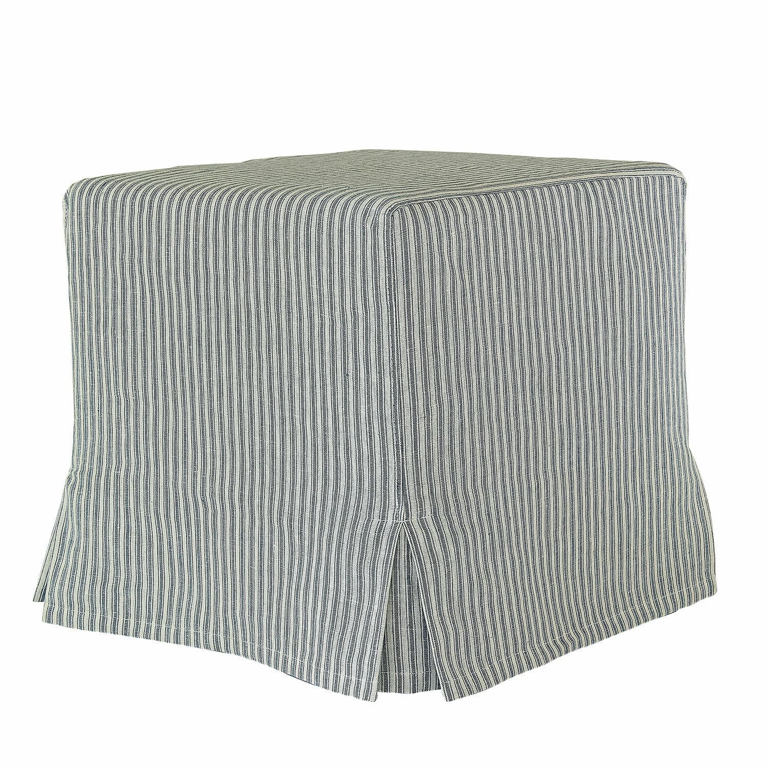 Ulysette poef in wit en blauw gestreept stof, comfortabele en stijlvolle zitmeubel