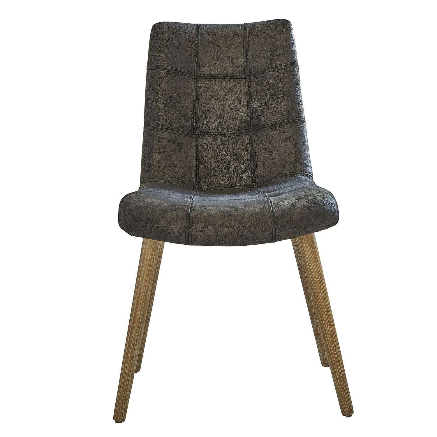 Zwarte Vietri stoel van kunstleer met houten poten, modern design voor eetkamer en woonkamer