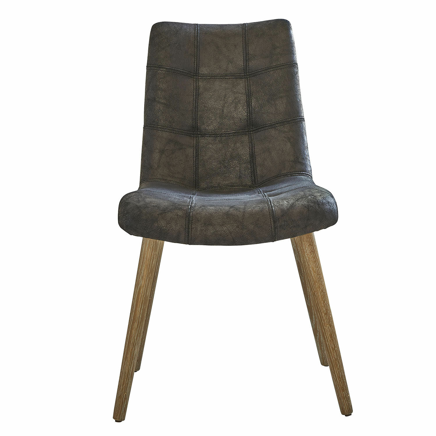 zwart Zwarte Vietri stoel van kunstleer met houten poten, modern design voor eetkamer en woonkamer