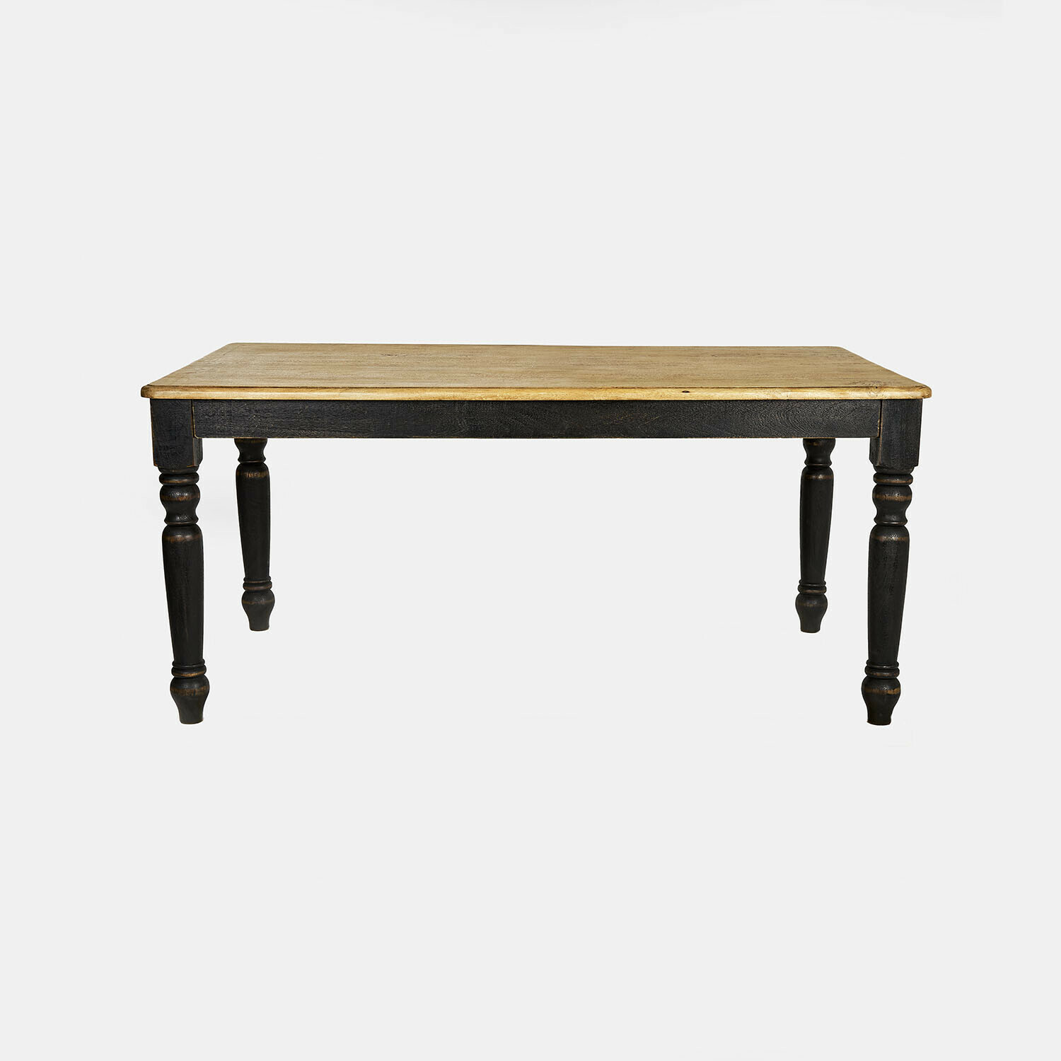 bruin Lisan houten tafel in bruin en antiek zwart met gedraaide poten, klassieke eettafel