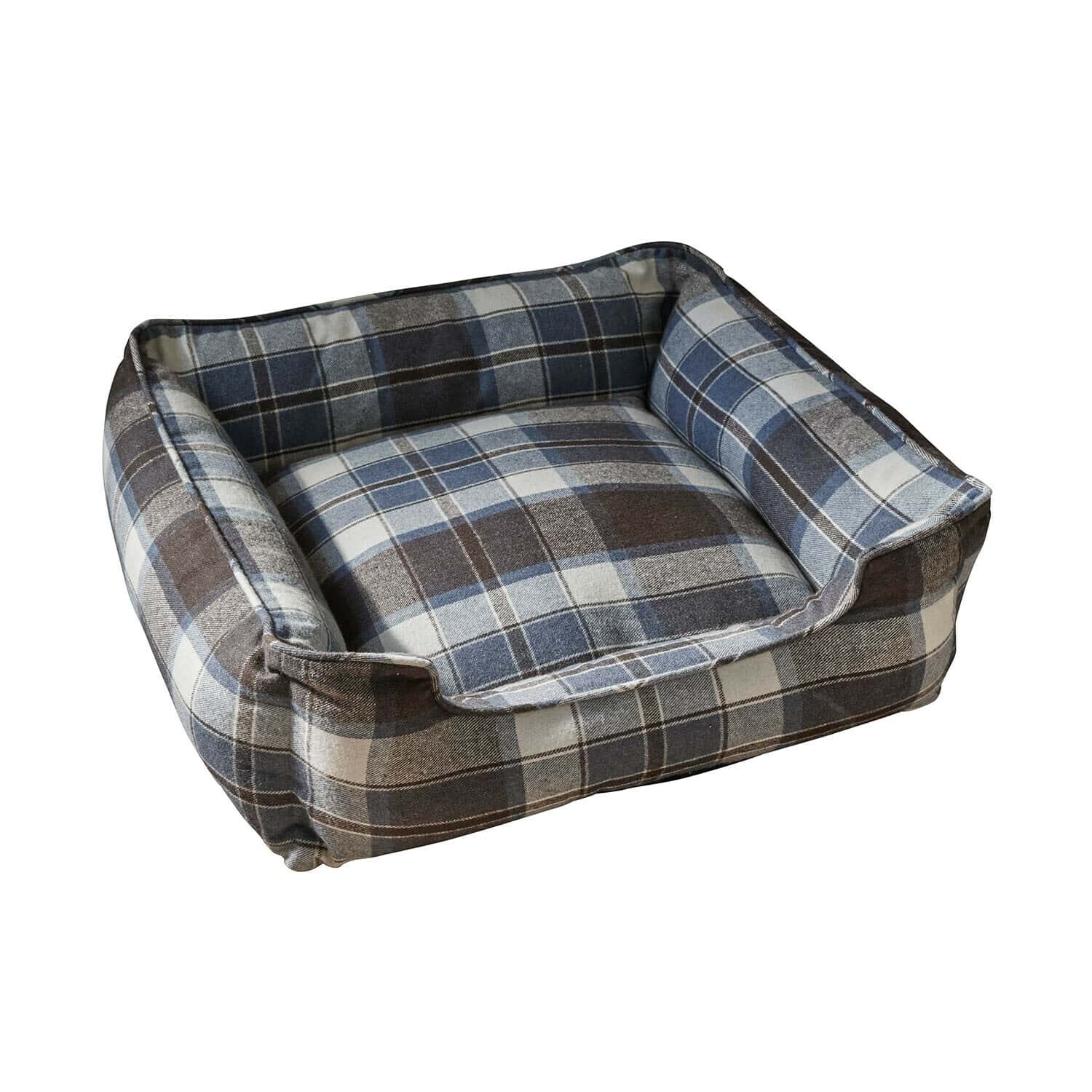 Huisdierenmand Creswyn Comfortabele hondenmand met blauwbruine ruit, zachte stof, ideaal voor huisdieren