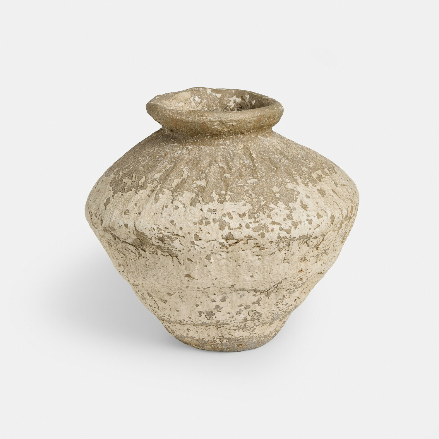 Vaas Moravinos Grote beige steengoed vaas met rustieke uitstraling voor natuurlijke interieurdecoratie