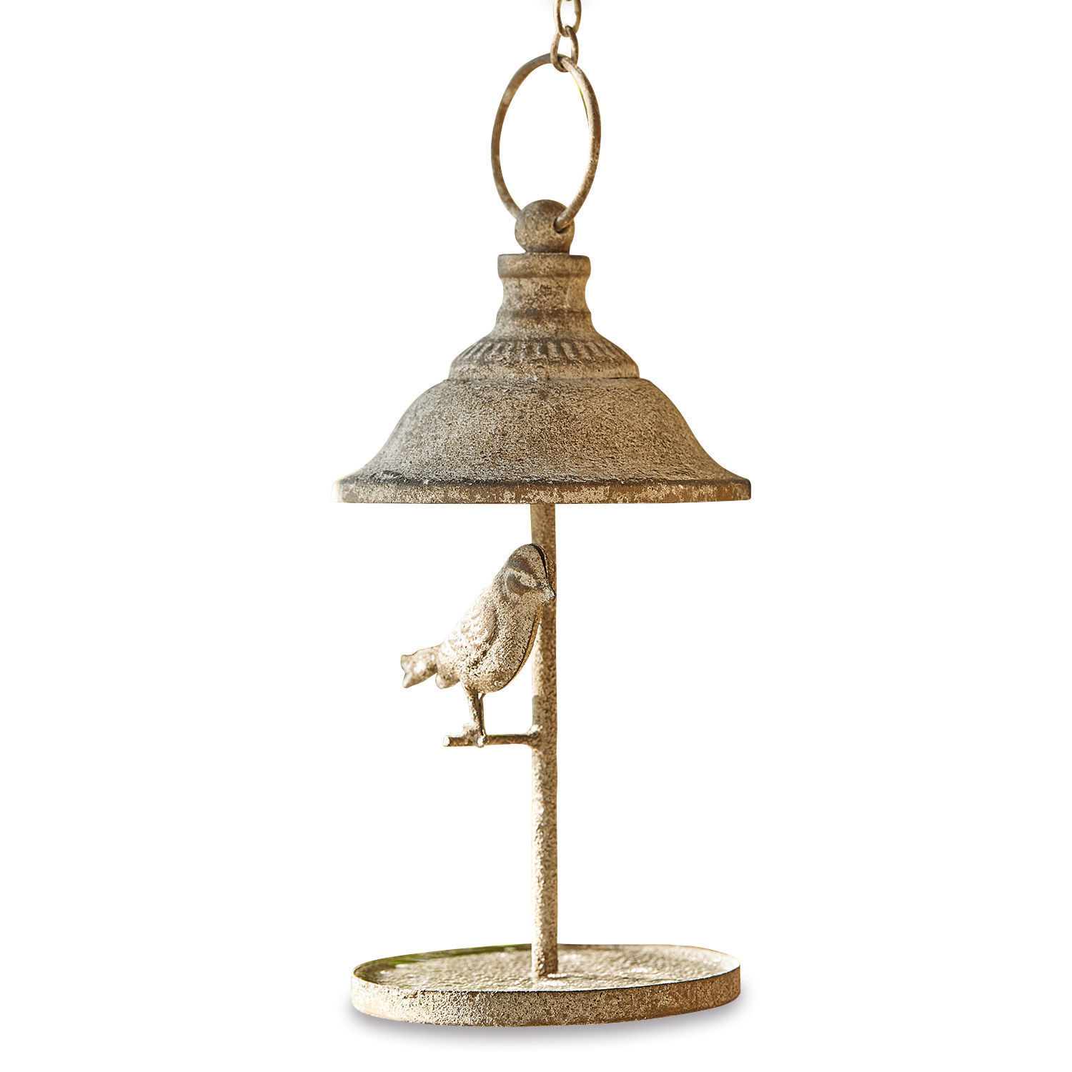 Vogelhuisje Sibongile Metalen vogelvoederhuisje in antiek brons met decoratieve vogel en beschermend dak