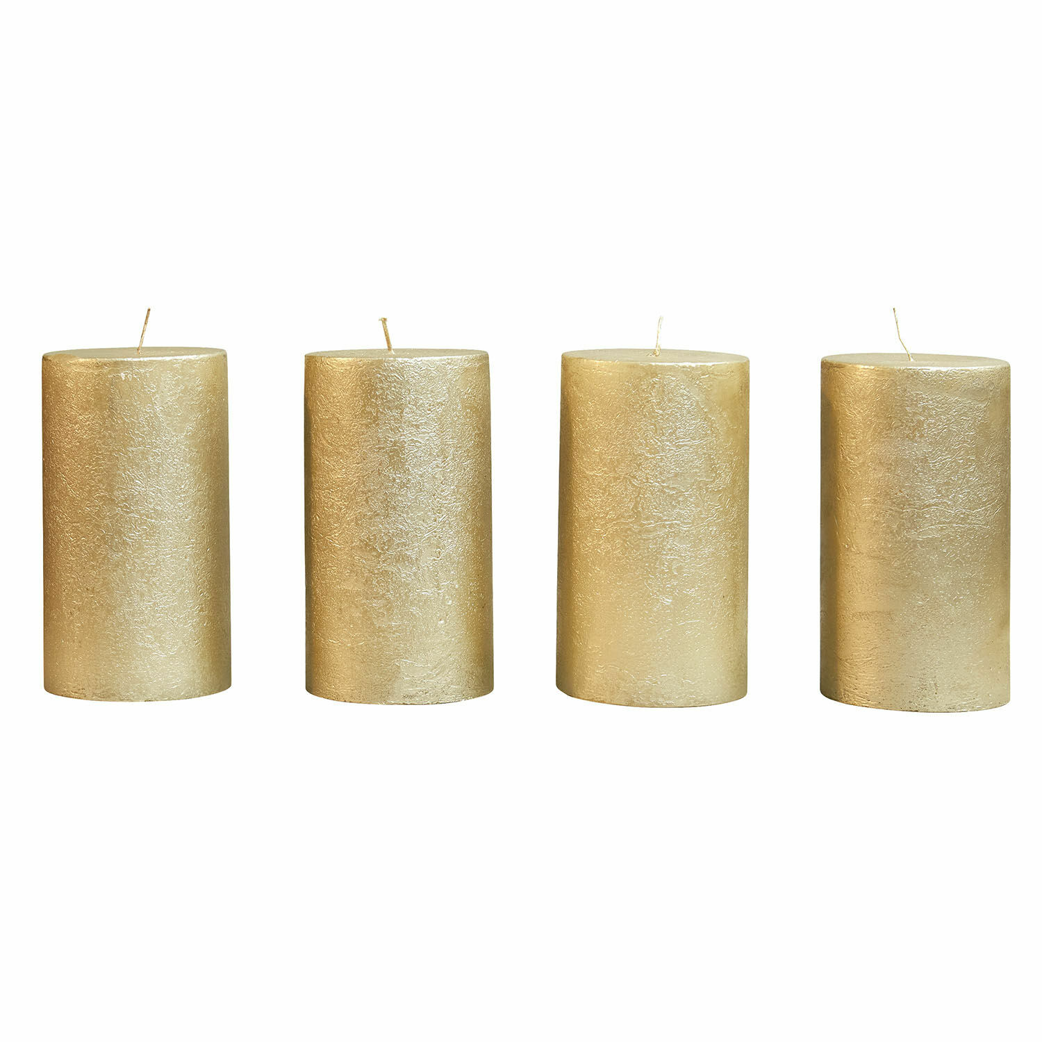 goudkleurig Set van 4 gouden Braga kaarsen met textuur, sfeervolle woondecoratie, decoratieve kaarsen