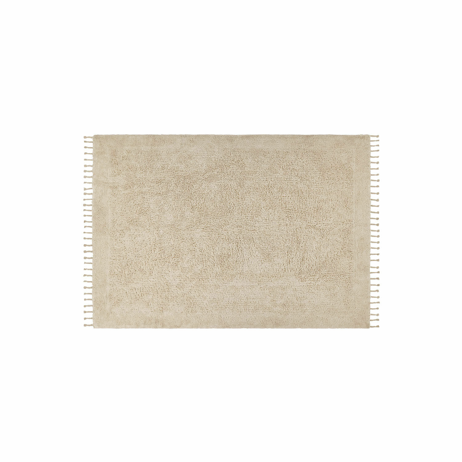 Vloerkleed Avenagh Beige katoenen vloerkleed met franjes aan de zijkanten, zacht en decoratief voor binnen
