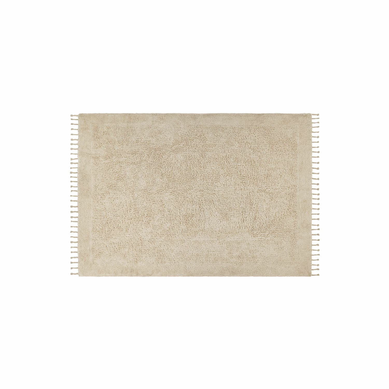 Vloerkleed Avenagh Beige katoenen vloerkleed met franjes aan de zijkanten, zacht en decoratief voor binnen