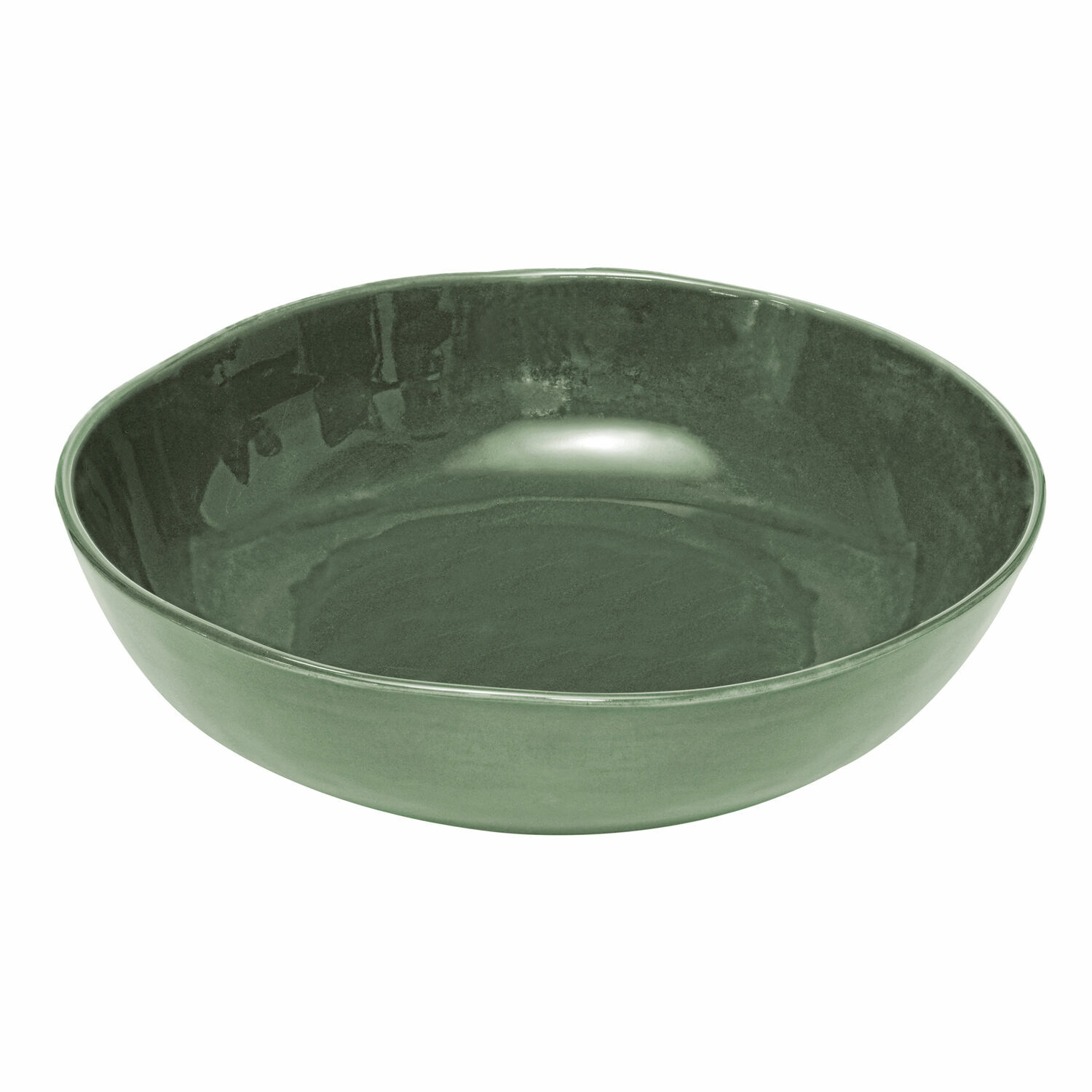 Groene Calvi keramische kom met glad oppervlak, perfect om gerechten te serveren.