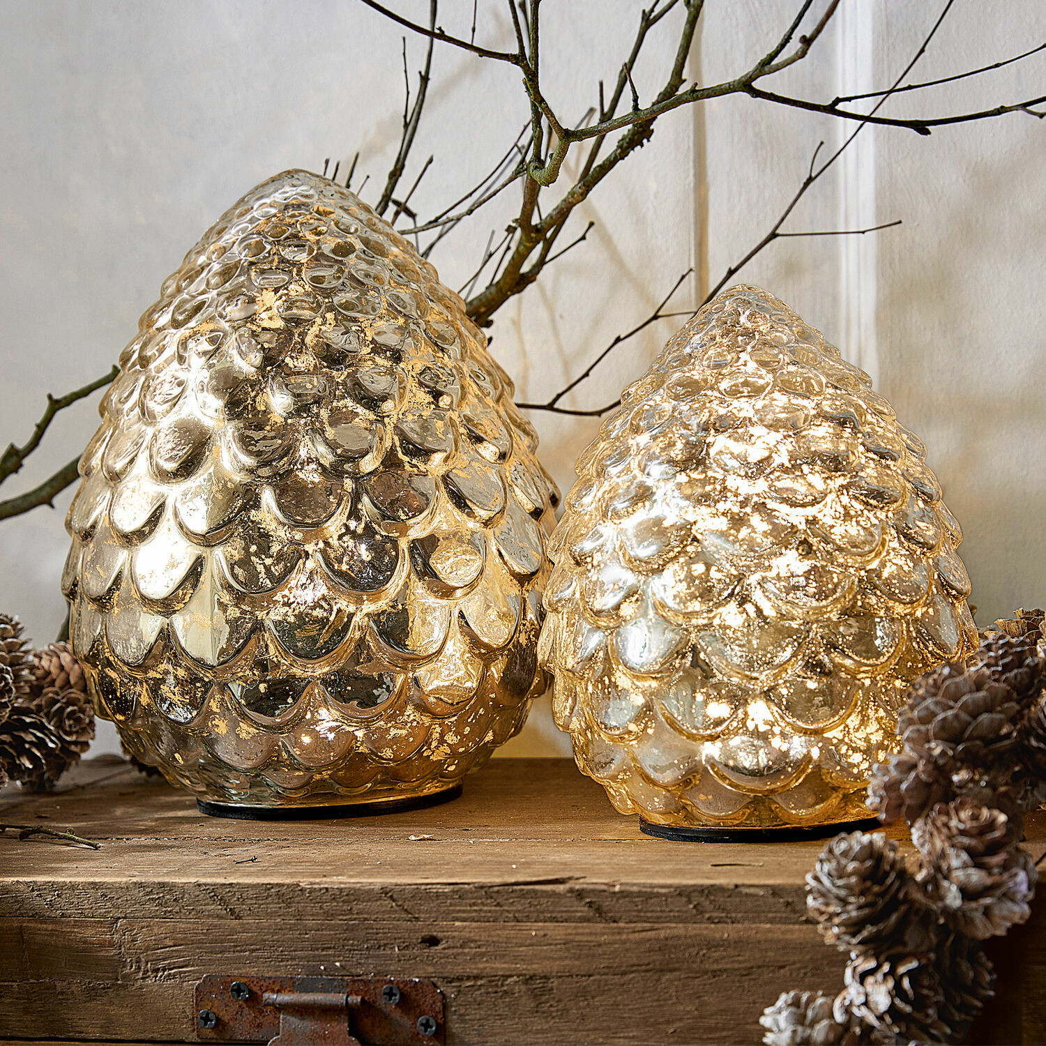 Led-dennenappel set van 2 Ibaque