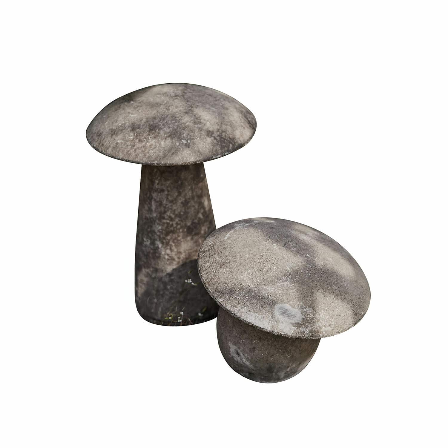 Sierpaddenstoel set van 2 Coudrelle Decoratieve betonnen paddenstoelen in grijs, perfect voor tuinarrangementen