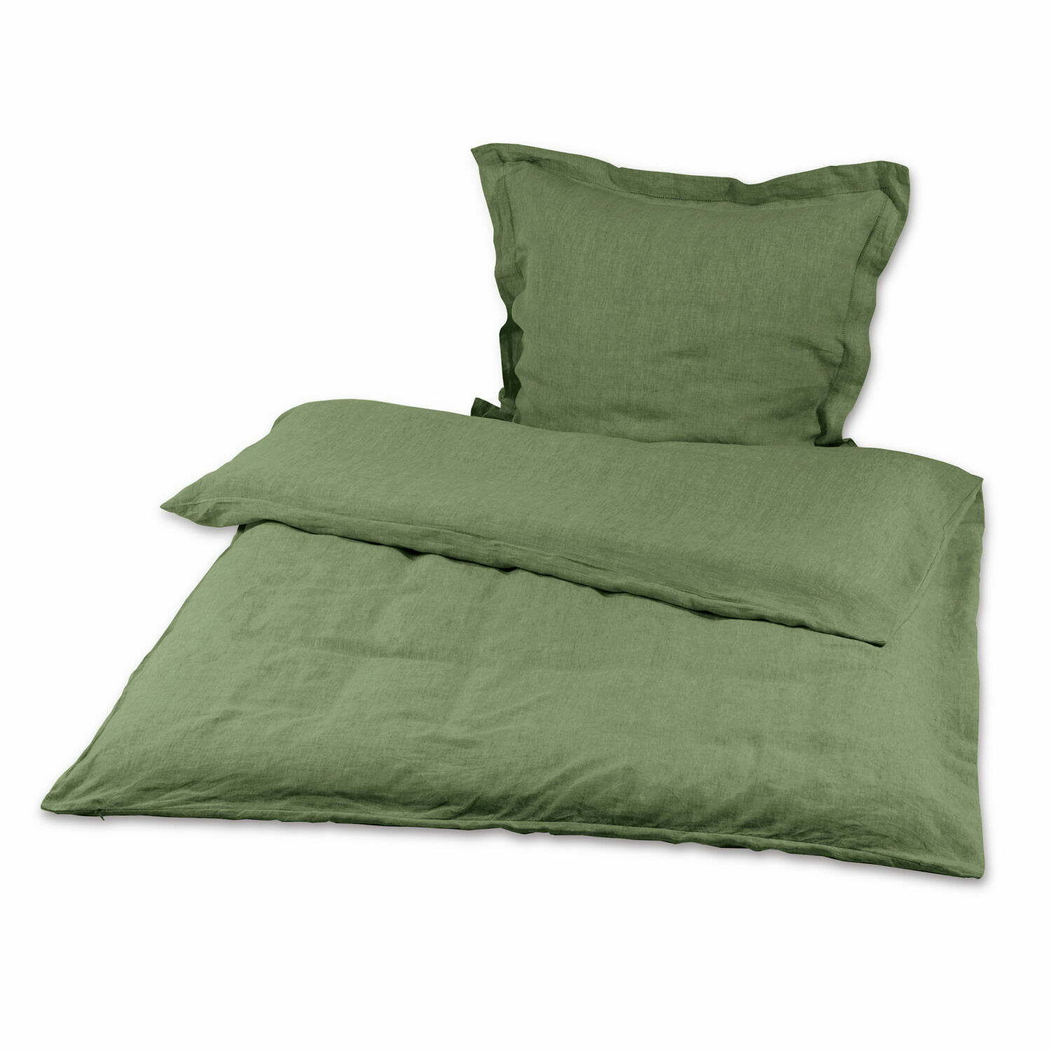 Groen linnen Kilanema beddengoed met natuurlijke textuur, zacht en ademend voor slaapkamer