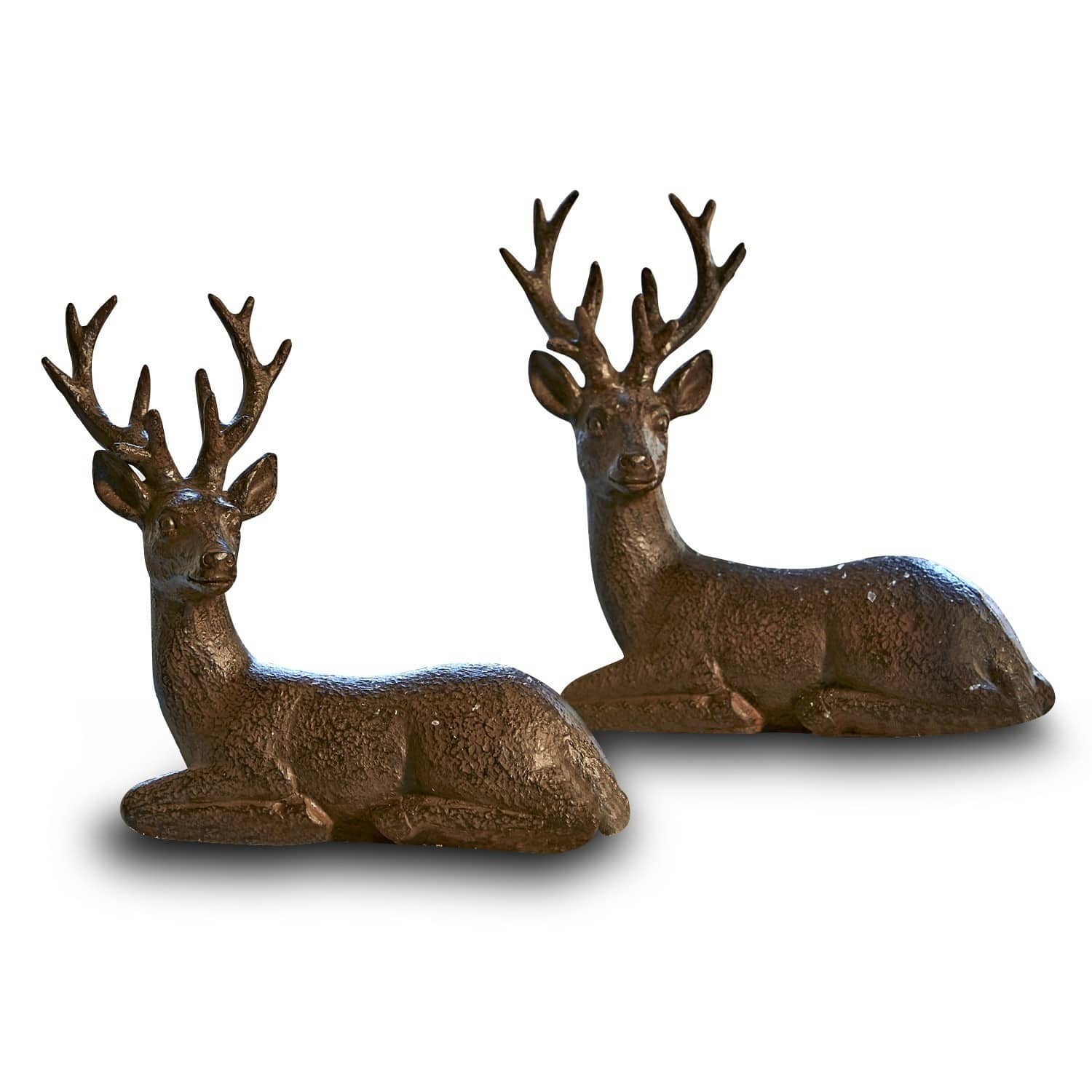 Hert set van 2 Janville Set van twee bruine metalen herten als decoratie voor binnen en buiten