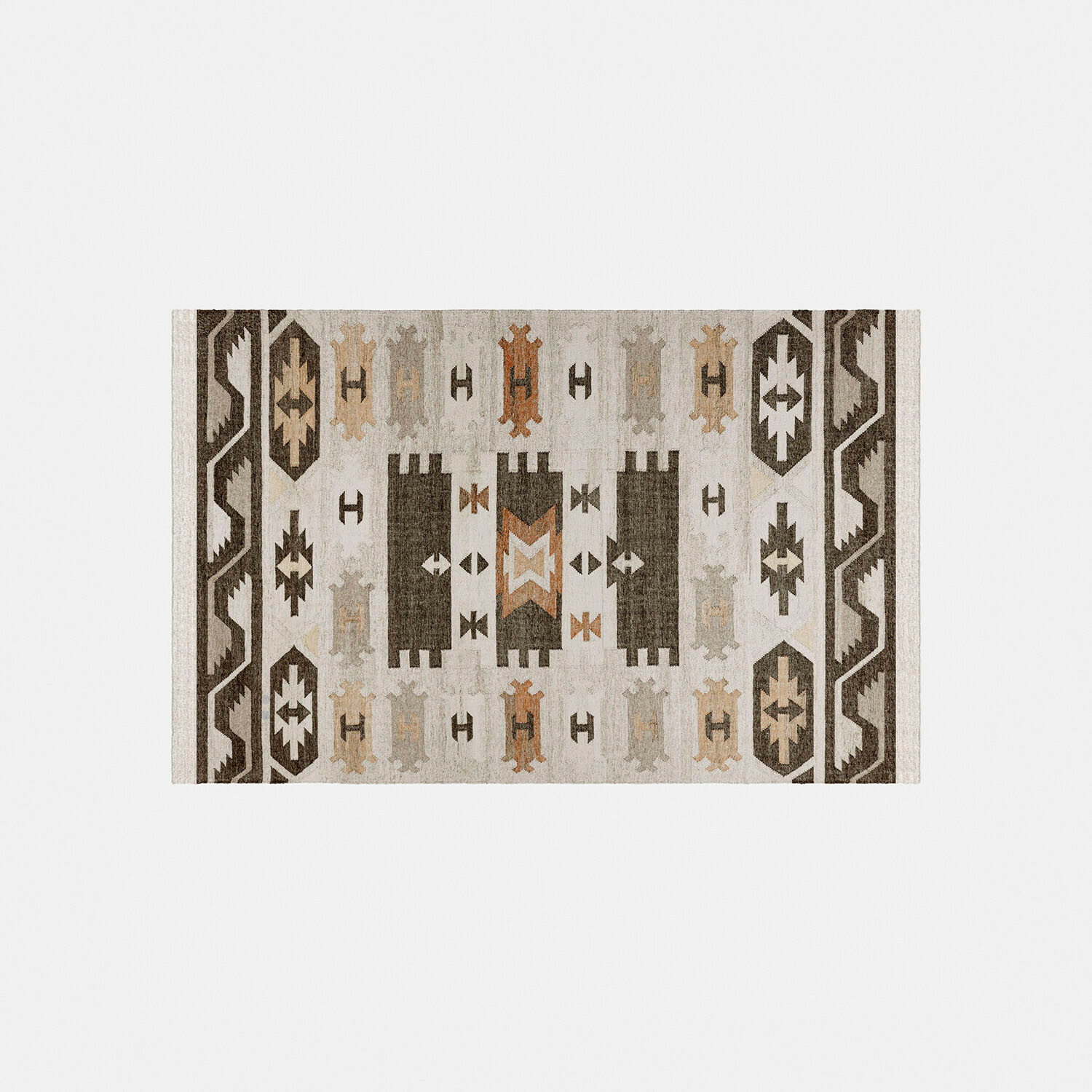 Kleurrijk outdoor vloerkleed Selamir met geometrisch patroon in natuurlijke beige en bruine tinten