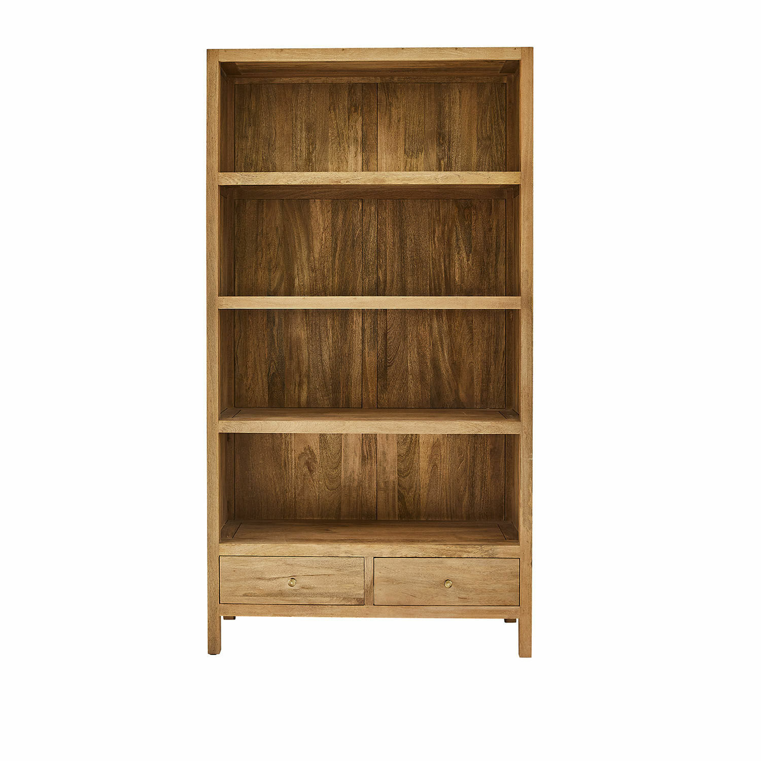Wandkast Dalesford Houten kast met vier planken en twee lades in natuurlijke houtkleur voor opbergruimte