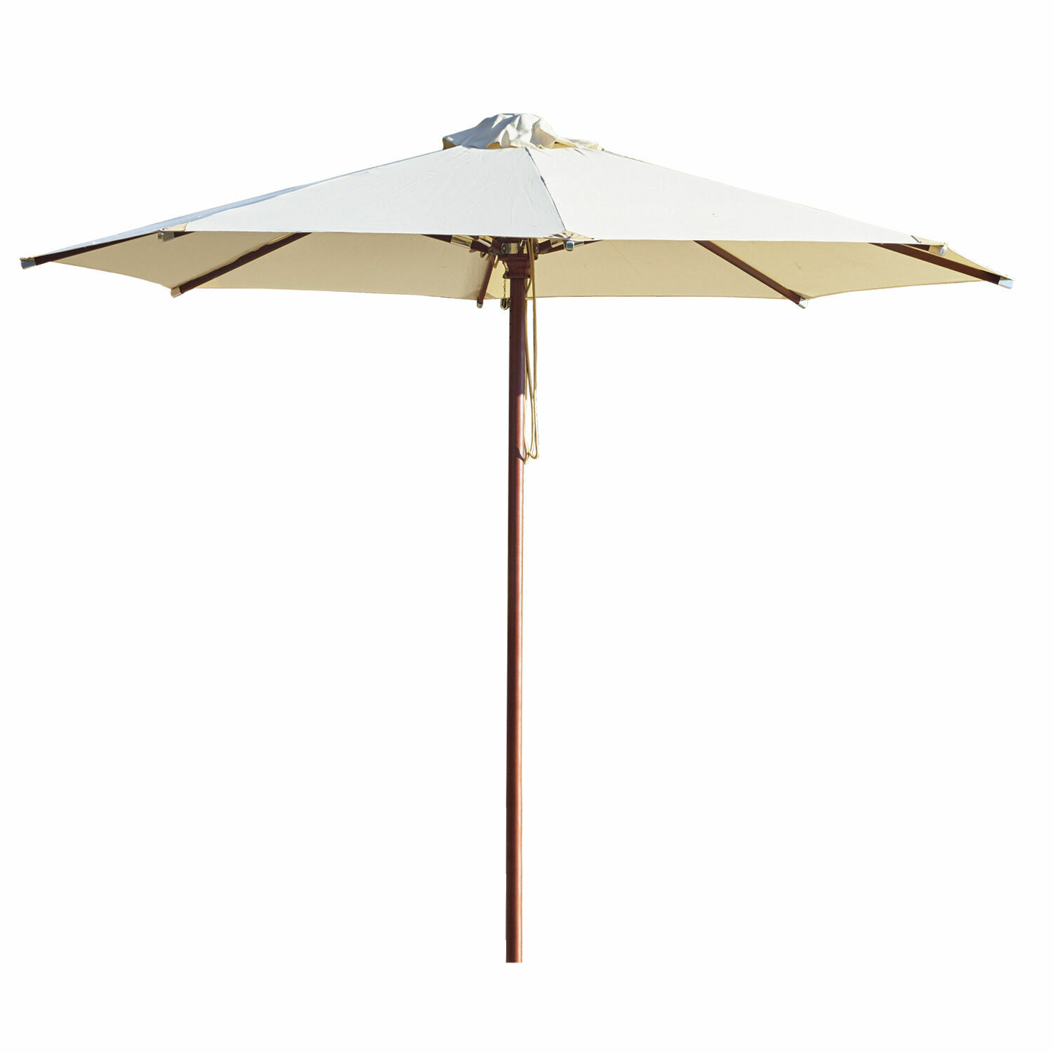 Parasol Brent Grote tuinparasol met beige doek en houten frame voor buitenzonbescherming