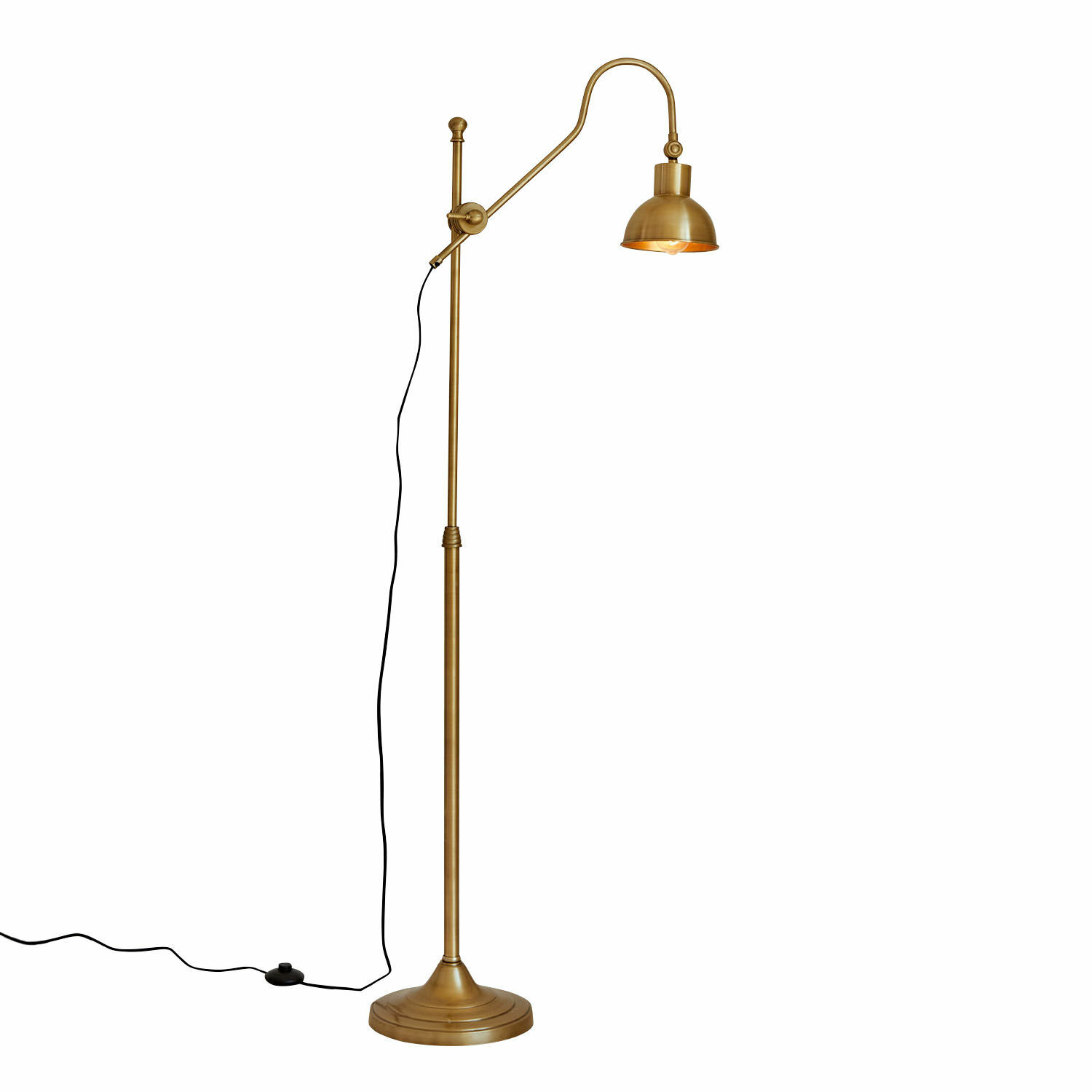 Vloerlamp Delacroille Gouden metalen vloerlamp met verstelbare arm voor stijlvolle binnenverlichting