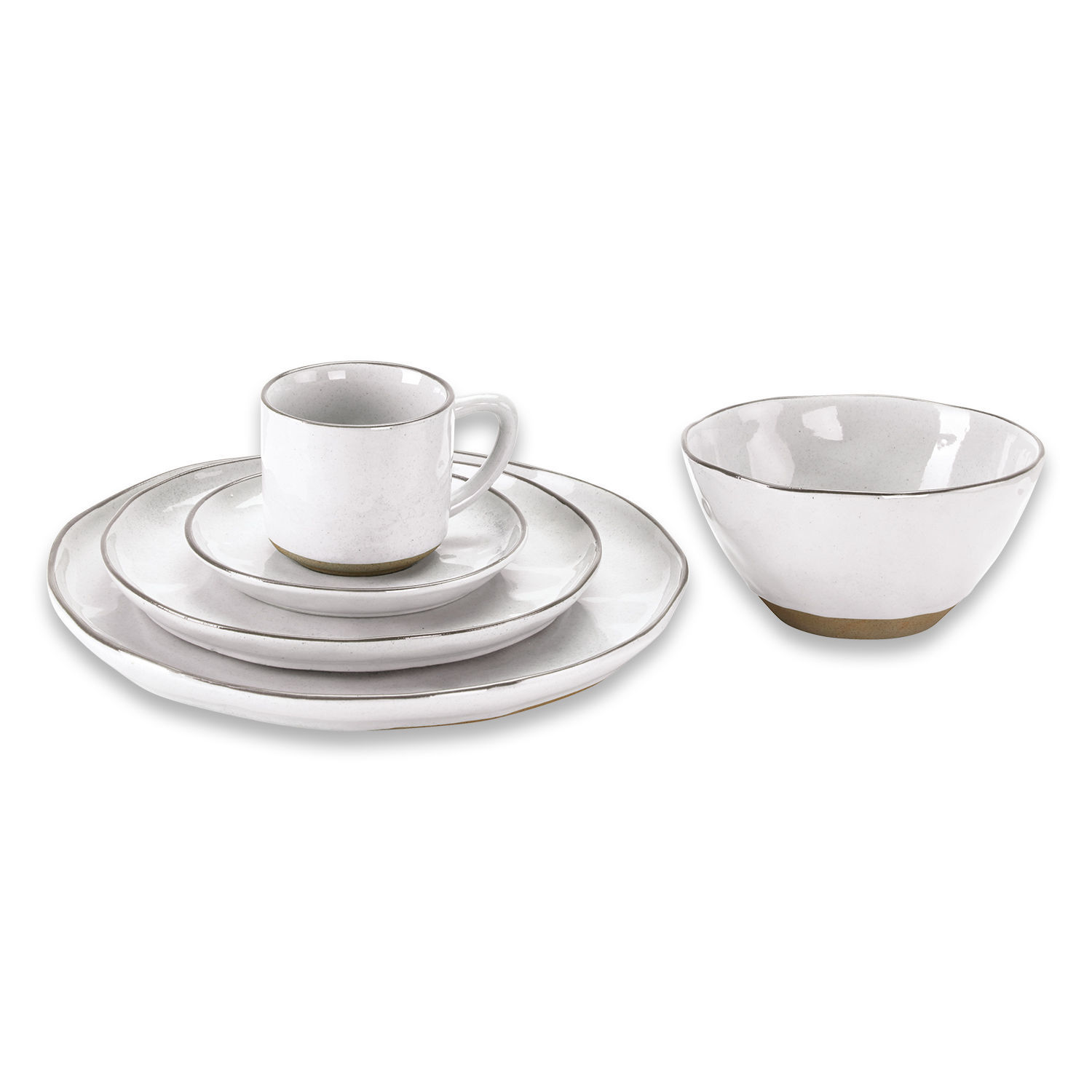 Servies set van 30 Biarré Witte keramische servies set met kopje, borden en kom met natuurlijke afwerking