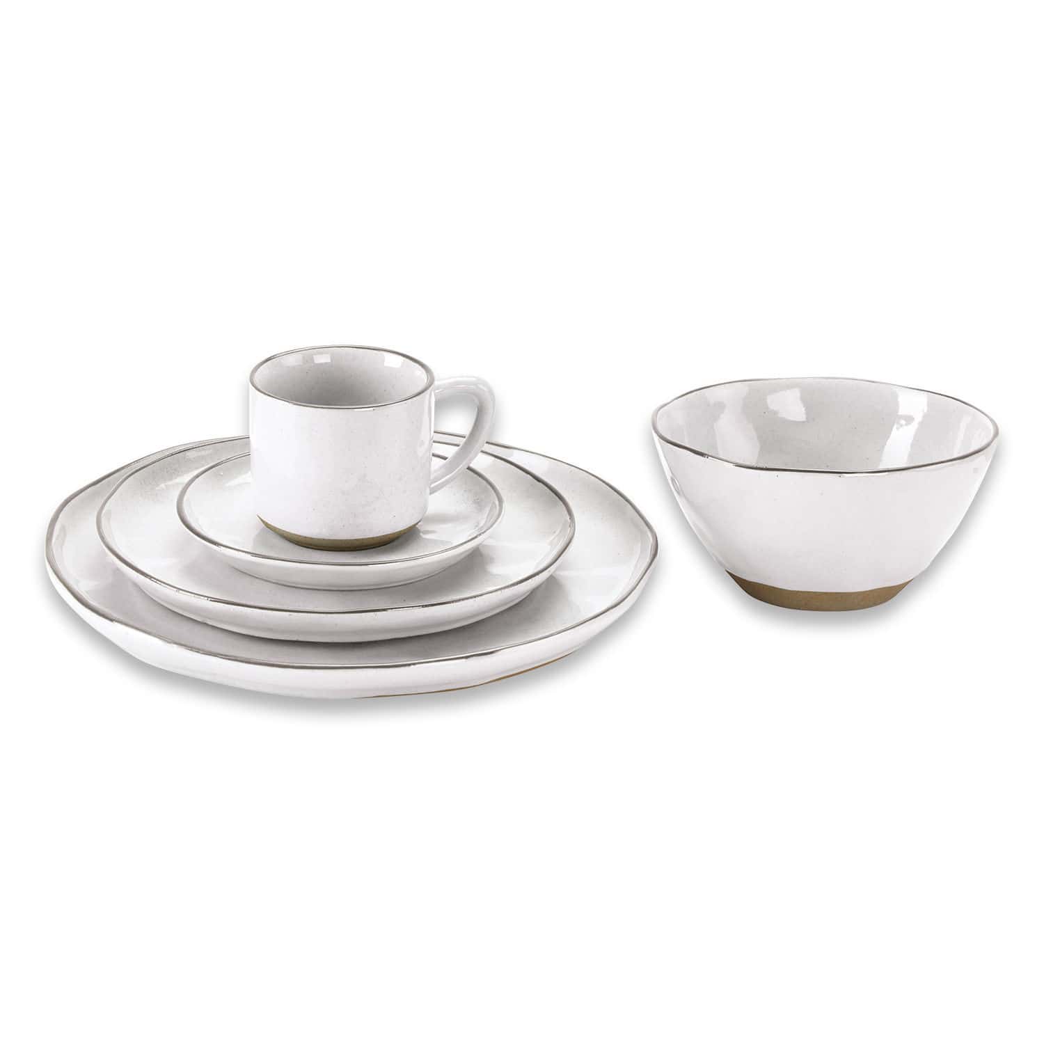 Servies set van 30 Biarré Witte keramische servies set met kopje, borden en kom met natuurlijke afwerking