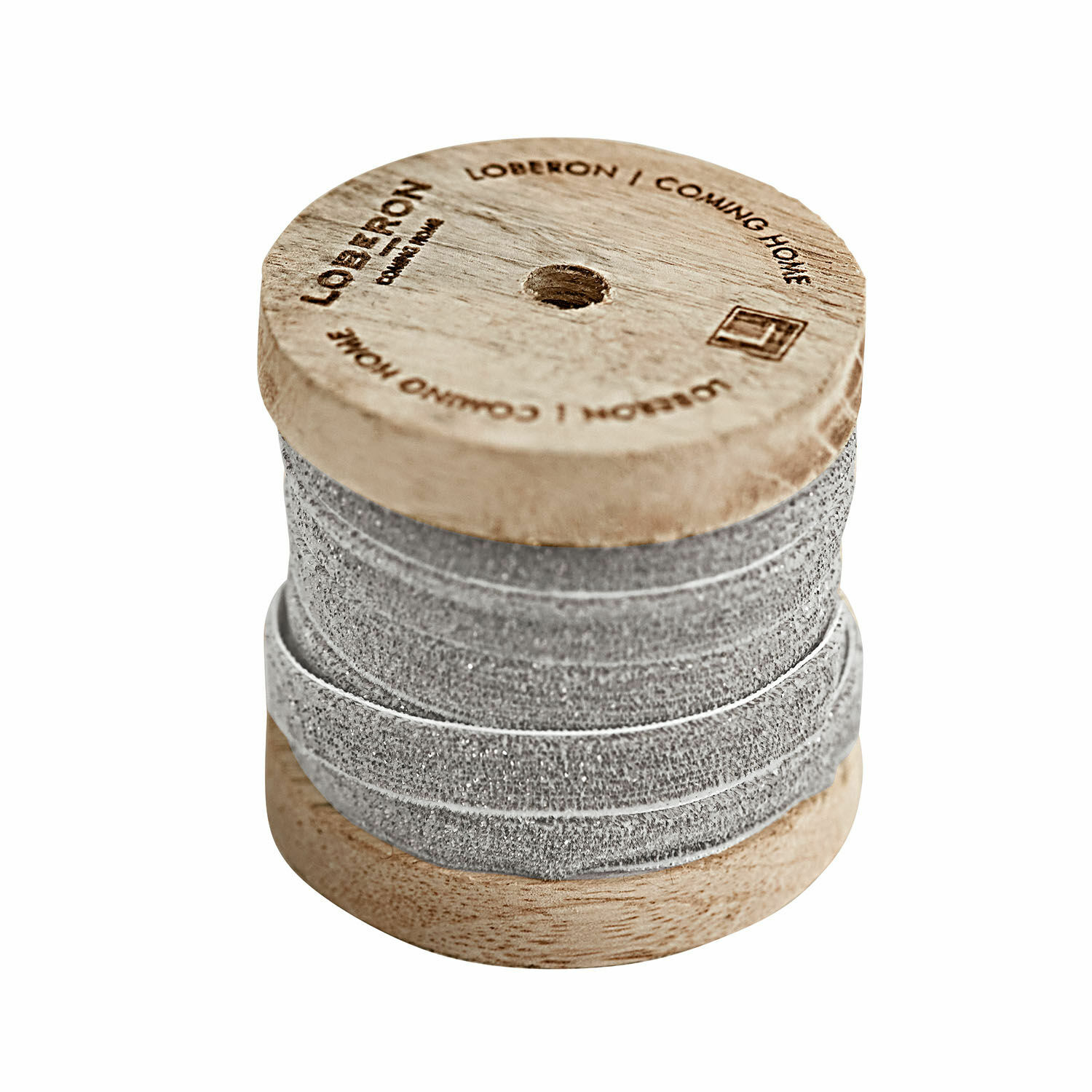 zilverkleurig Zilveren fluwelen lint op houten spoel, geschikt voor decoratie en knutselen
