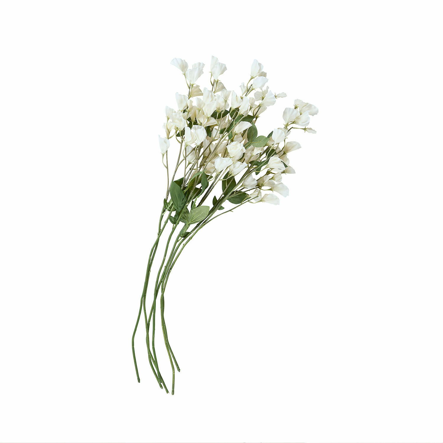 Bloem set van 6 Clavigny Boeket witte kunstbloemen met groene stelen voor interieurdecoratie