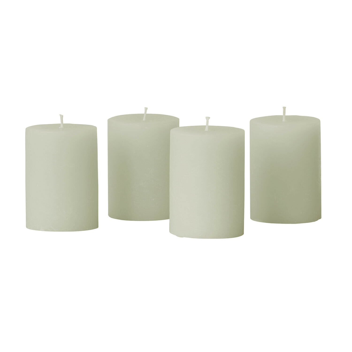 salie Set van 4 kaarsen in saliegroen, cilindrisch, decoratieve woonkaarsen