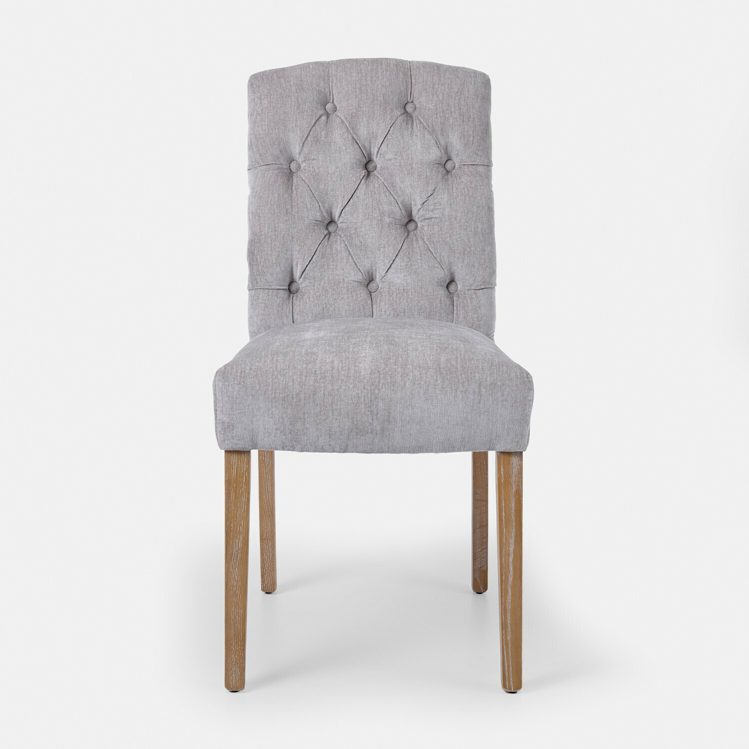 grijs Grijze gestoffeerde Fulden stoel met houten poten, comfortabele en stijlvolle eetkamerstoel
