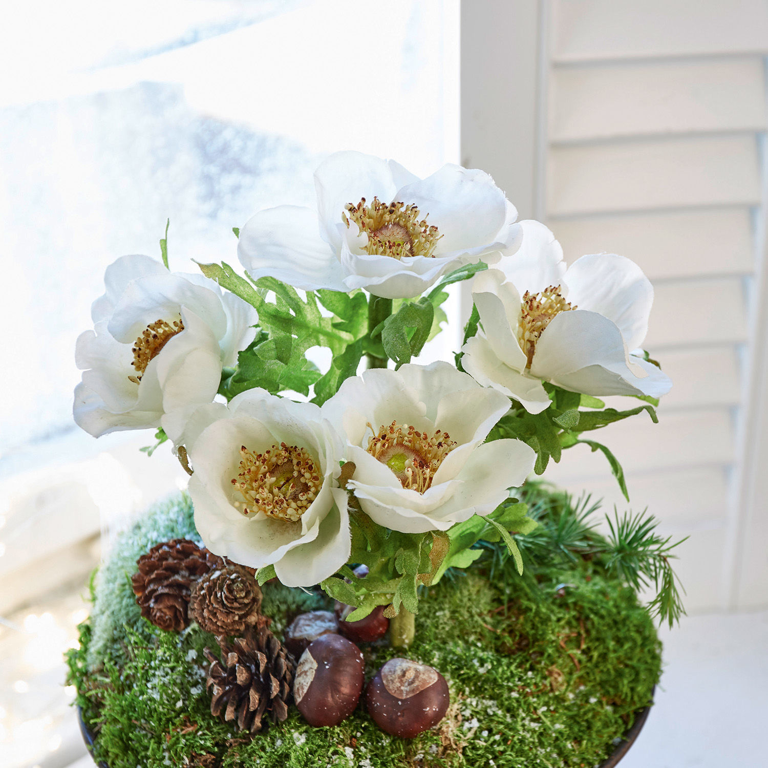 Sierbloem kerstroos set van 5 Grain