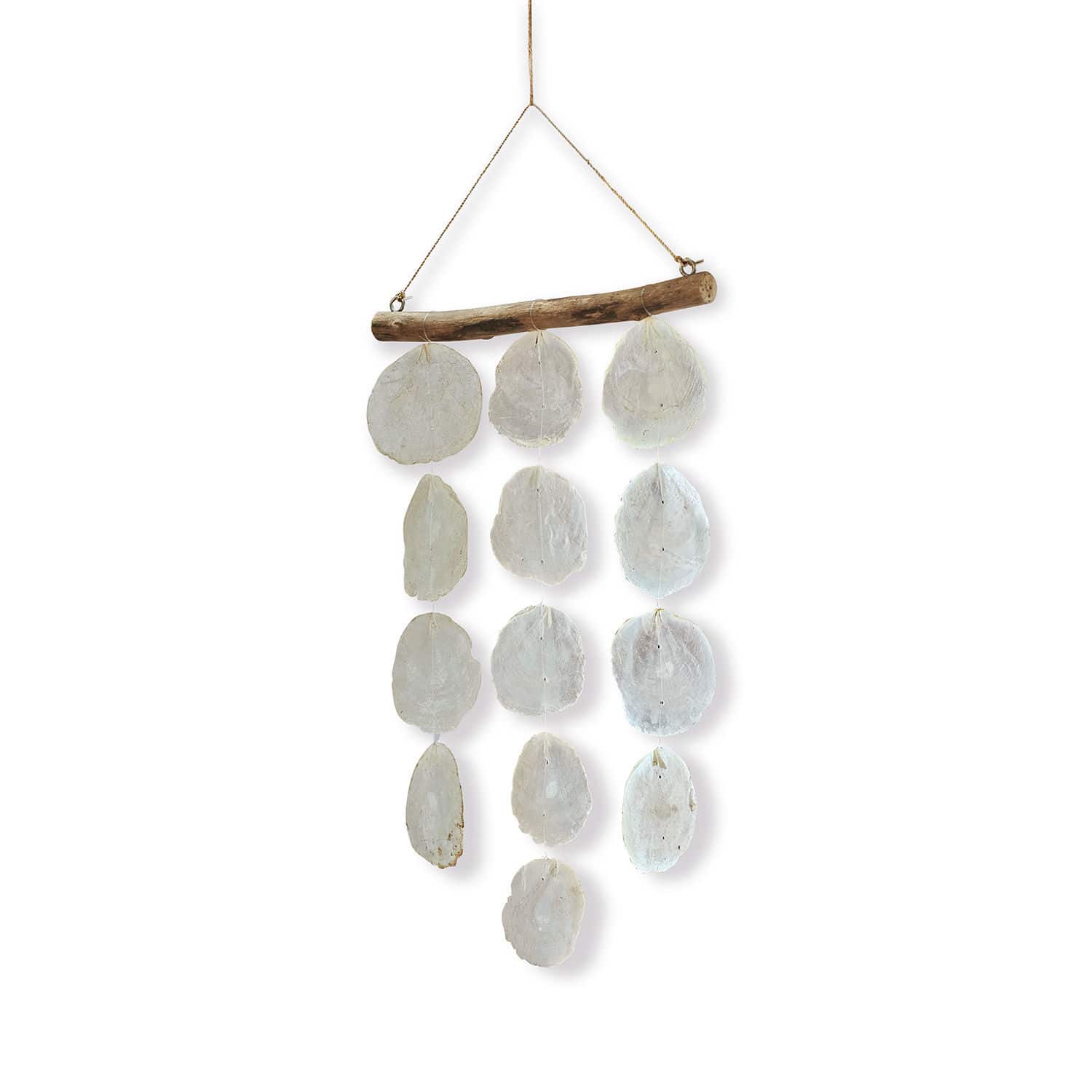 Windorgel Romero Hangende decoratie van witte schelpen en hout, natuurlijke materialen, woonaccessoire
