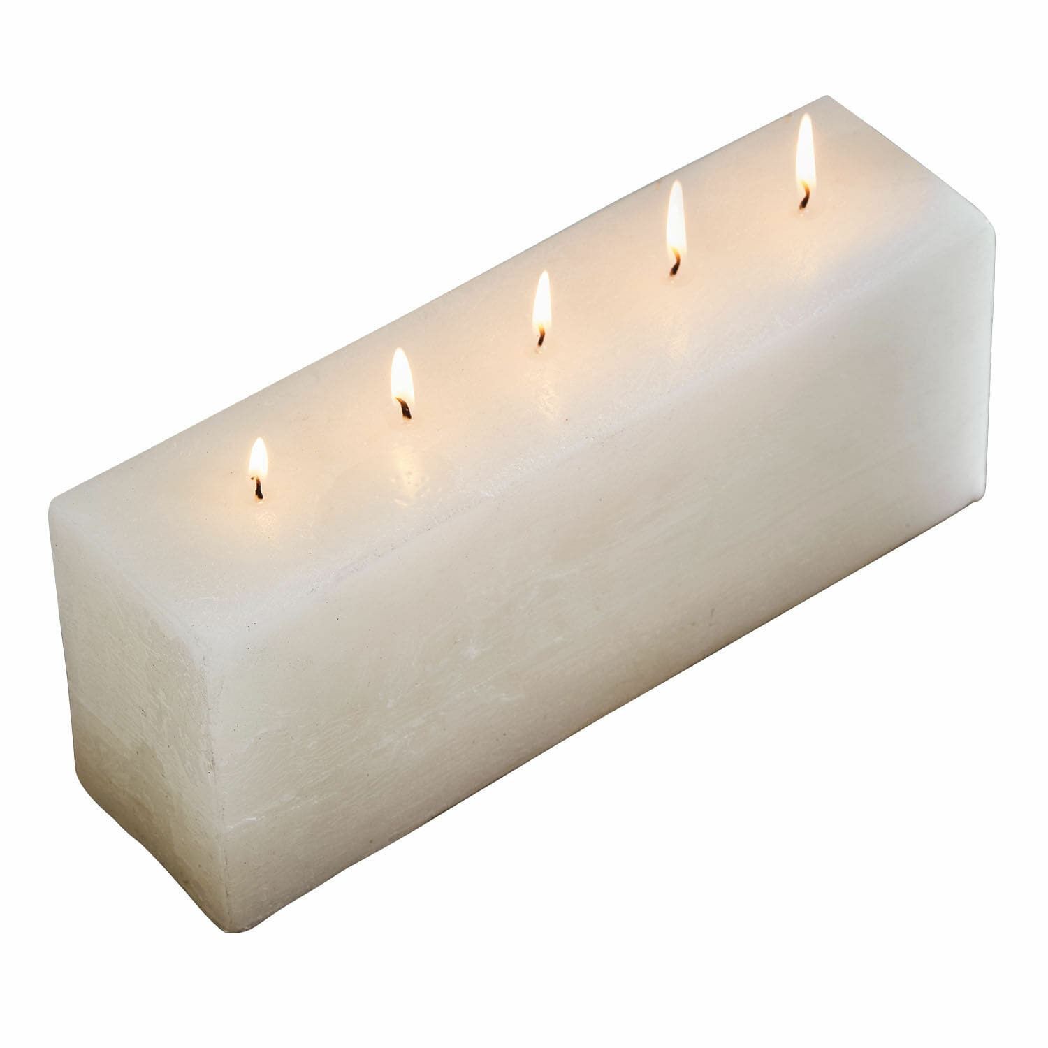 Kaars Thalara Witte rechthoekige kaars met vijf brandende lonten, decoratief en sfeervol licht
