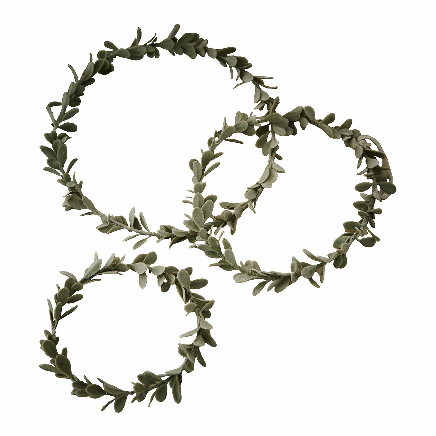 Krans set van 3 Carivela Set van drie groene kransen van bladeren voor interieurdecoratie, natuurlijke uitstraling, wanddecoratie