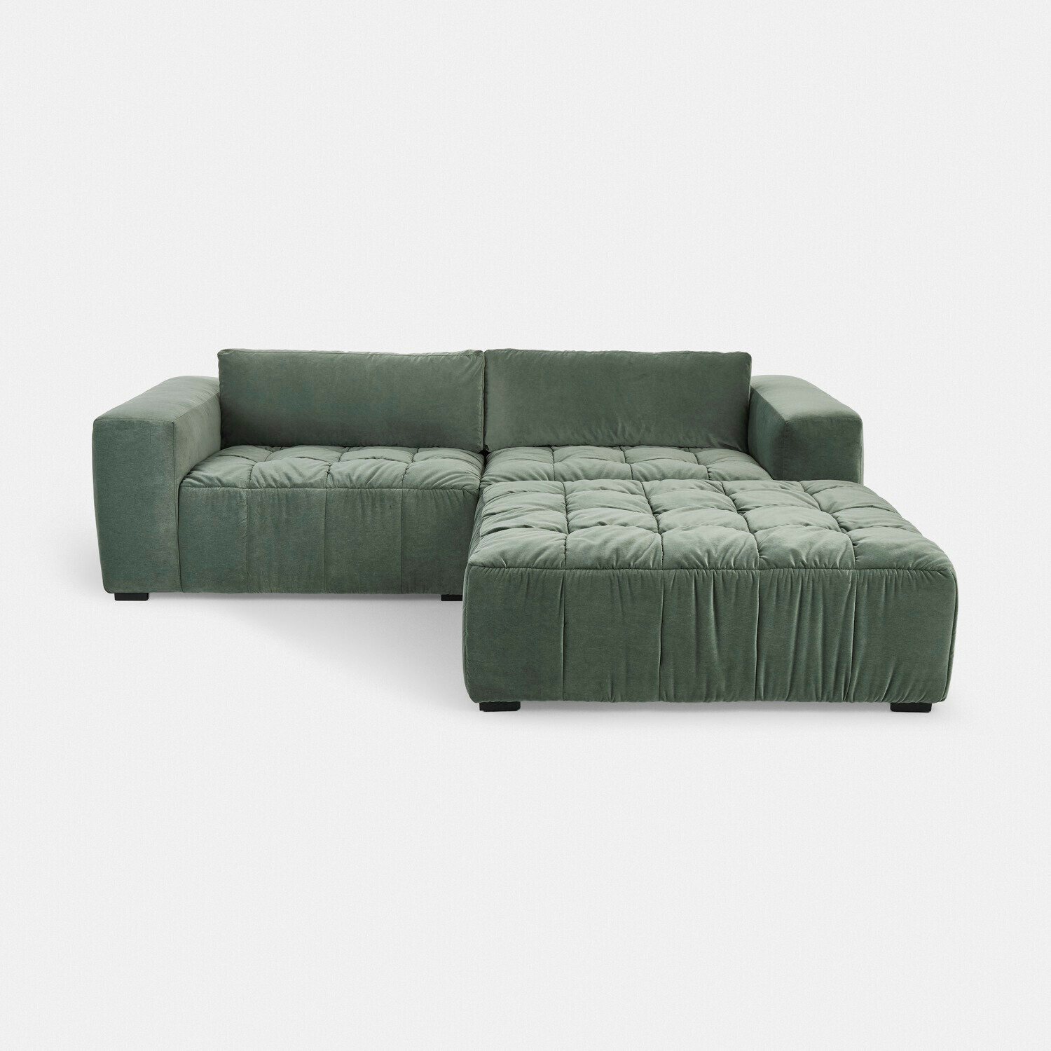 Bank Ottolline Moderne groene hoekbank van zachte stof, perfect voor woonkamer en ontspanning