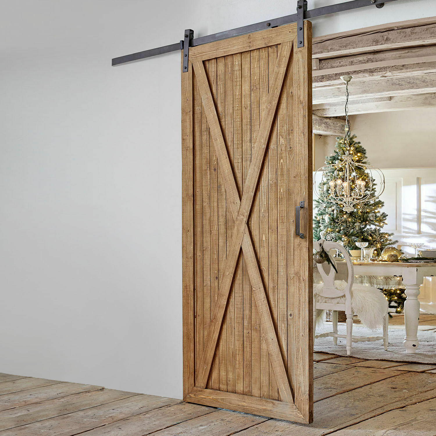 Schuifdeur Conca Schuifdeur van natuurlijk hout in rustieke stijl, geschikt voor vintage interieurdecoratie