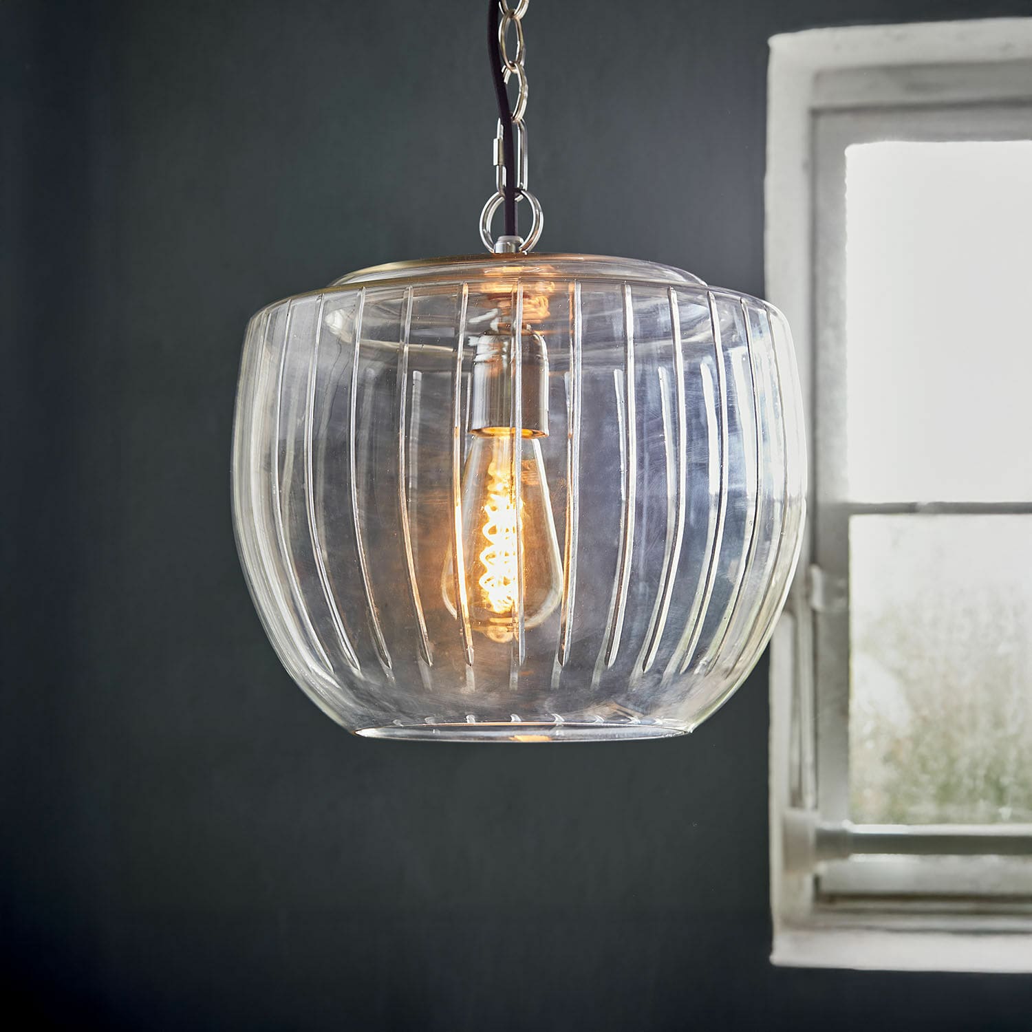 Hanglamp Aubrelle Transparante glazen hanglamp met decoratieve gloeilamp, moderne binnenverlichting
