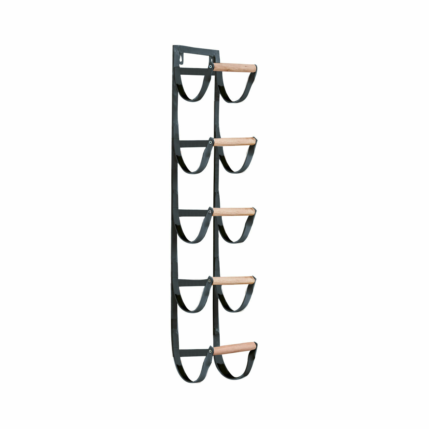 zwart Zwarte metalen wandorganizer Utica met houten handgrepen voor schoenenopslag