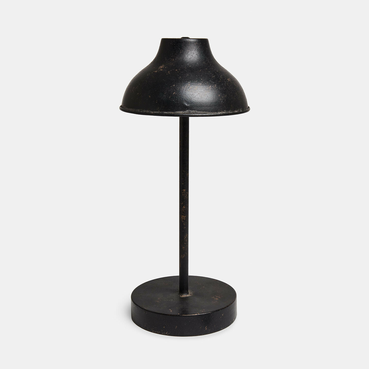 Oplaadbare ledtafellamp Henvique Zwarte metalen tafellamp met ronde voet en vintage kap voor binnenverlichting