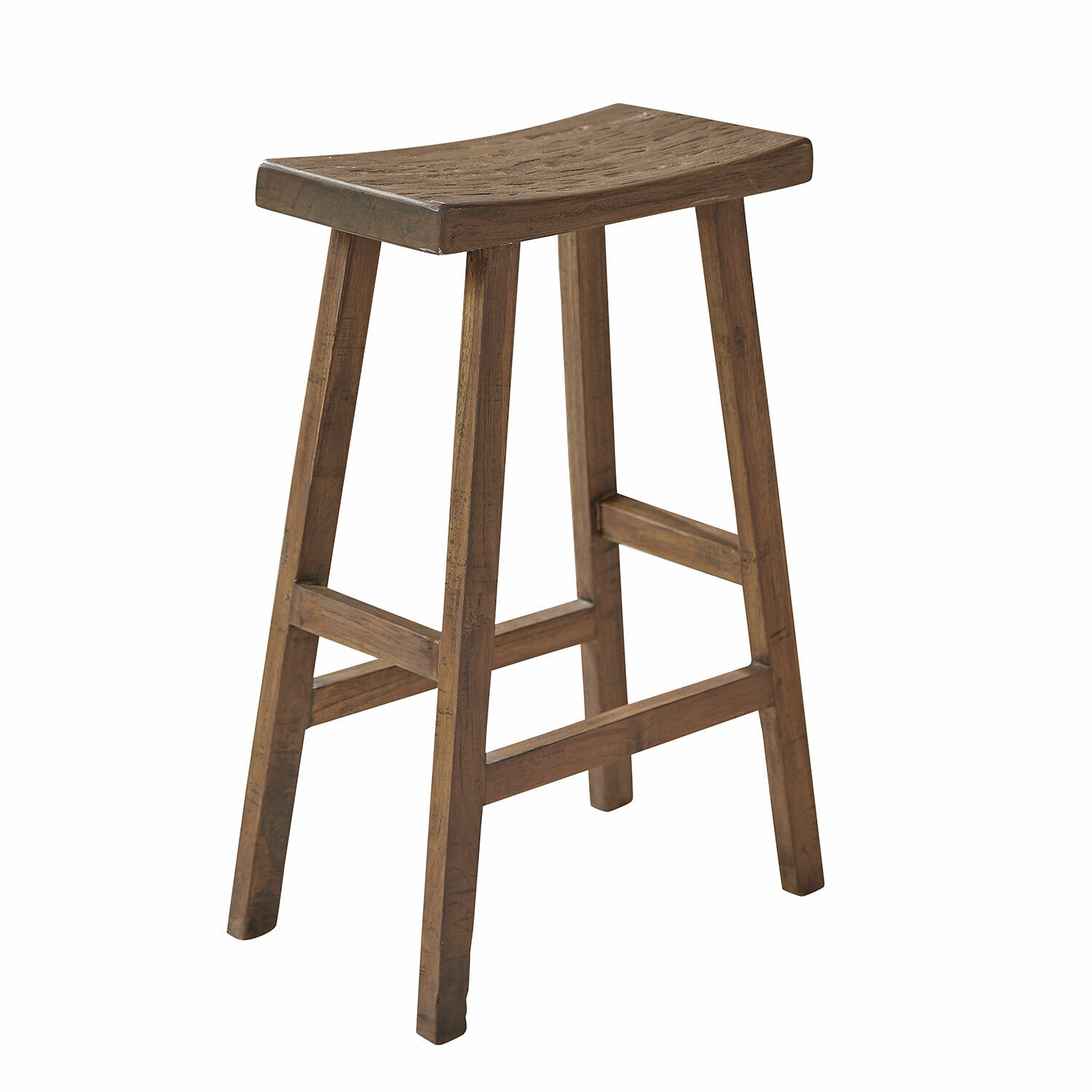Kruk Nael Bruine houten barkruk met eenvoudig ontwerp, ideaal voor keuken of bar, rustiek meubel
