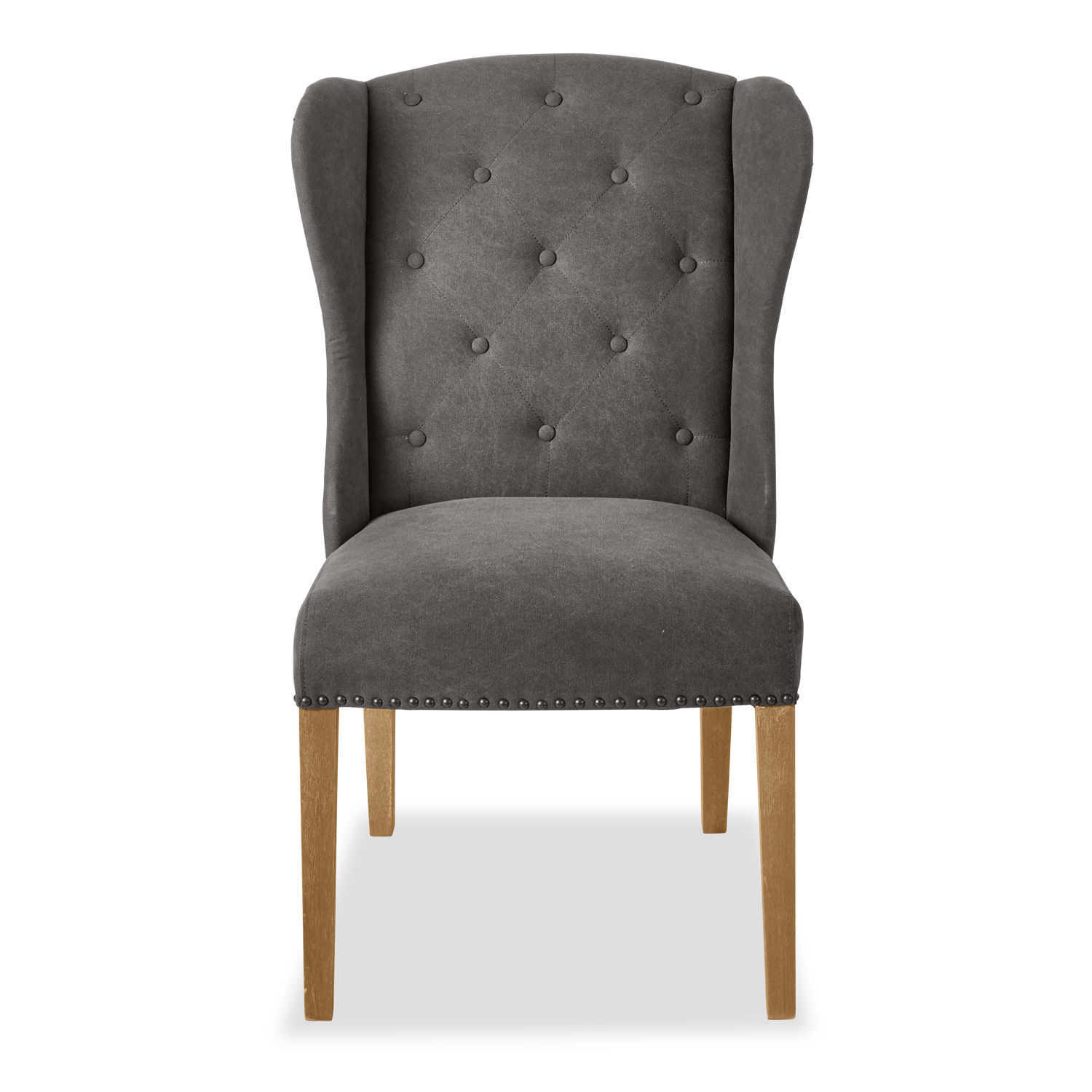 antraciet Remi stoel in antraciet met microvezel bekleding en houten poten, elegante meubel voor woonkamer