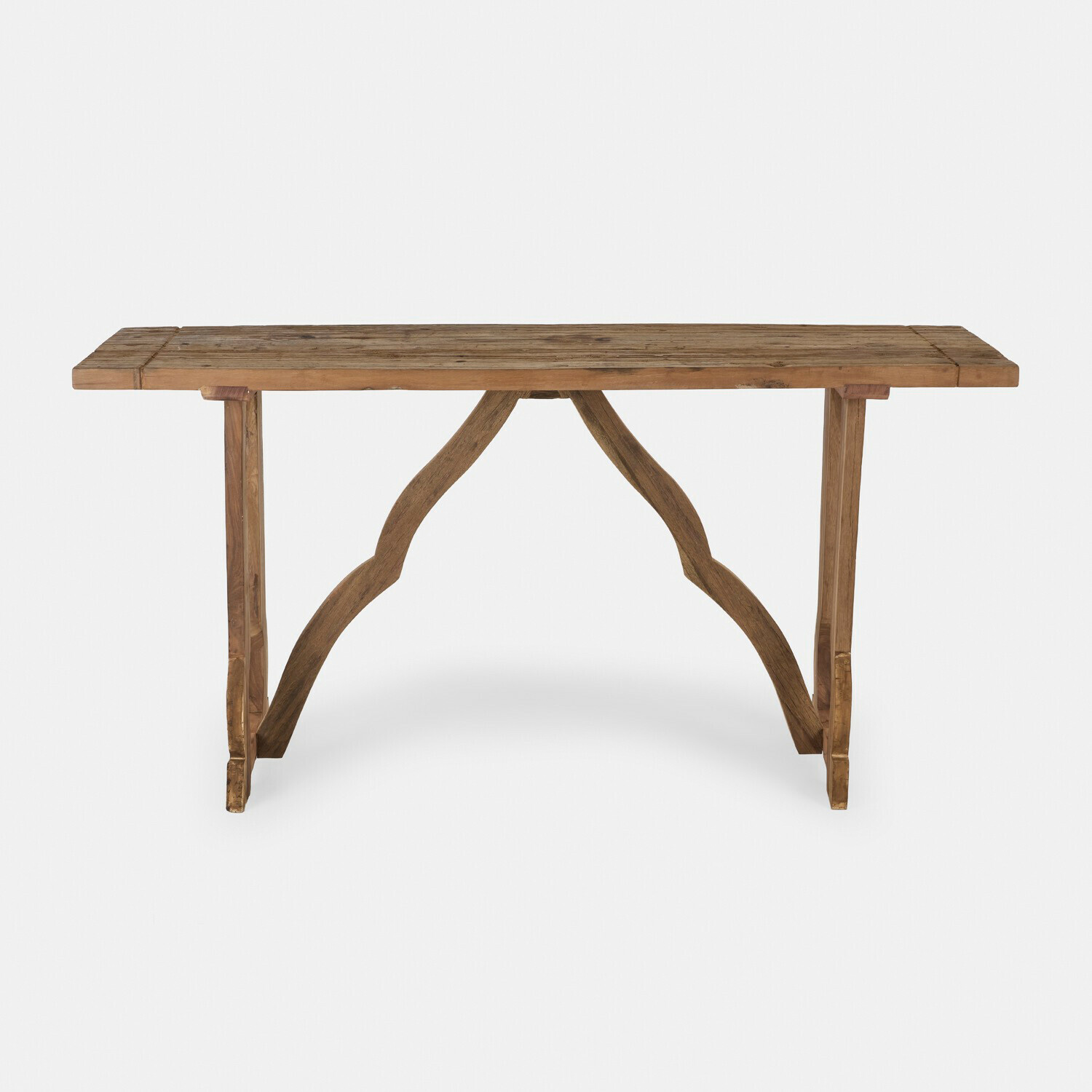 Wandtafel Montévine Rustieke tafel van natuurlijk bruin hout met gebogen onderstel voor eetkamer