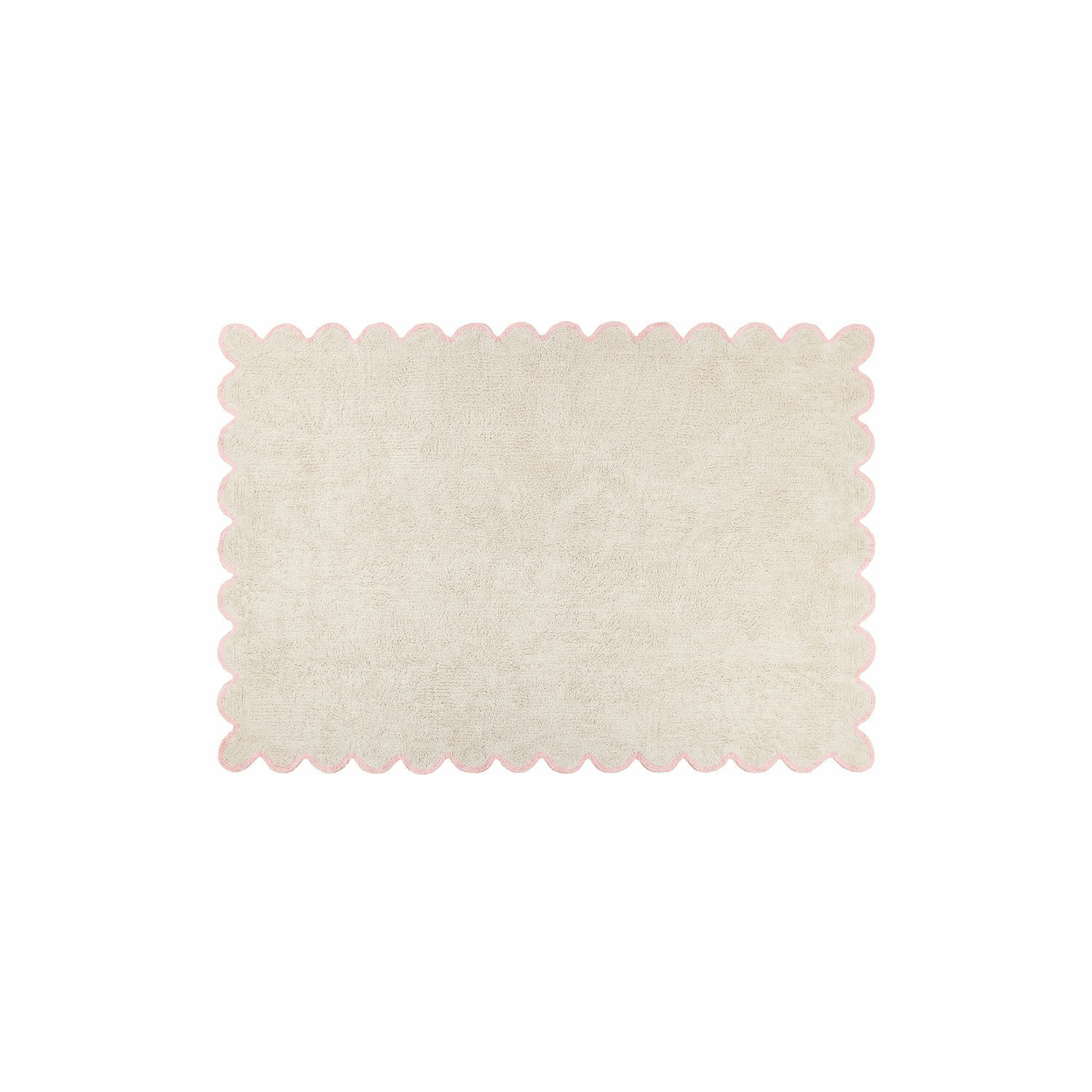 Vloerkleed Fenvara Beige badmat met roze golvende rand, zacht materiaal, perfect voor badkamer