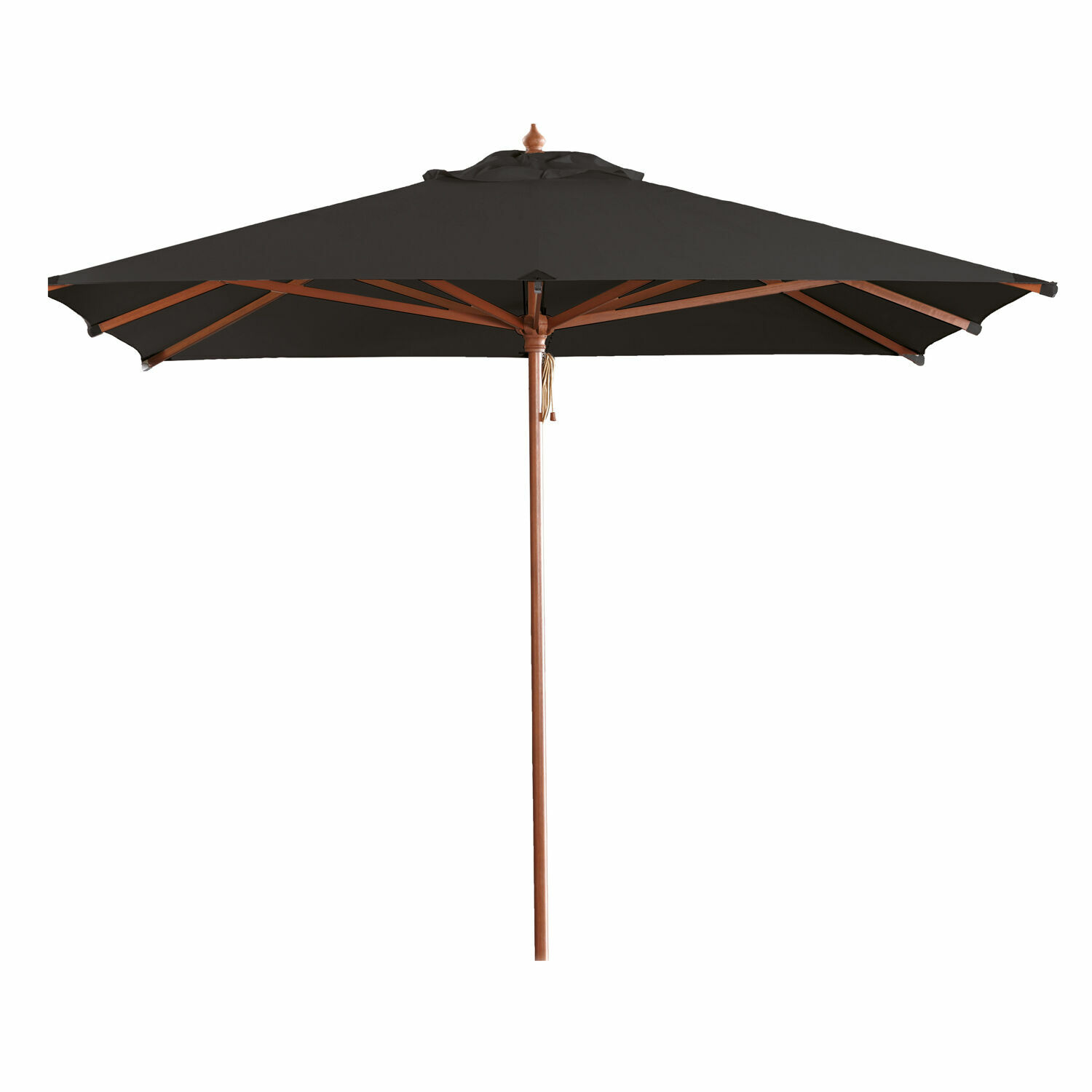 zwart Zwarte Barnet parasol met houten frame, perfect voor terras en tuin, zonbescherming