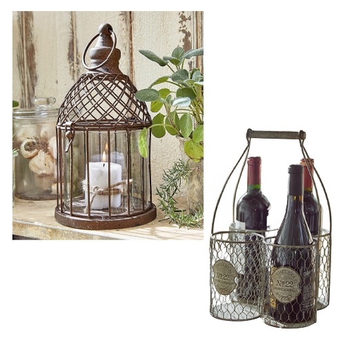 Decoratieve metalen lantaarn in vintage stijl met bruine afwerking en brandende kaars, woondecoratie