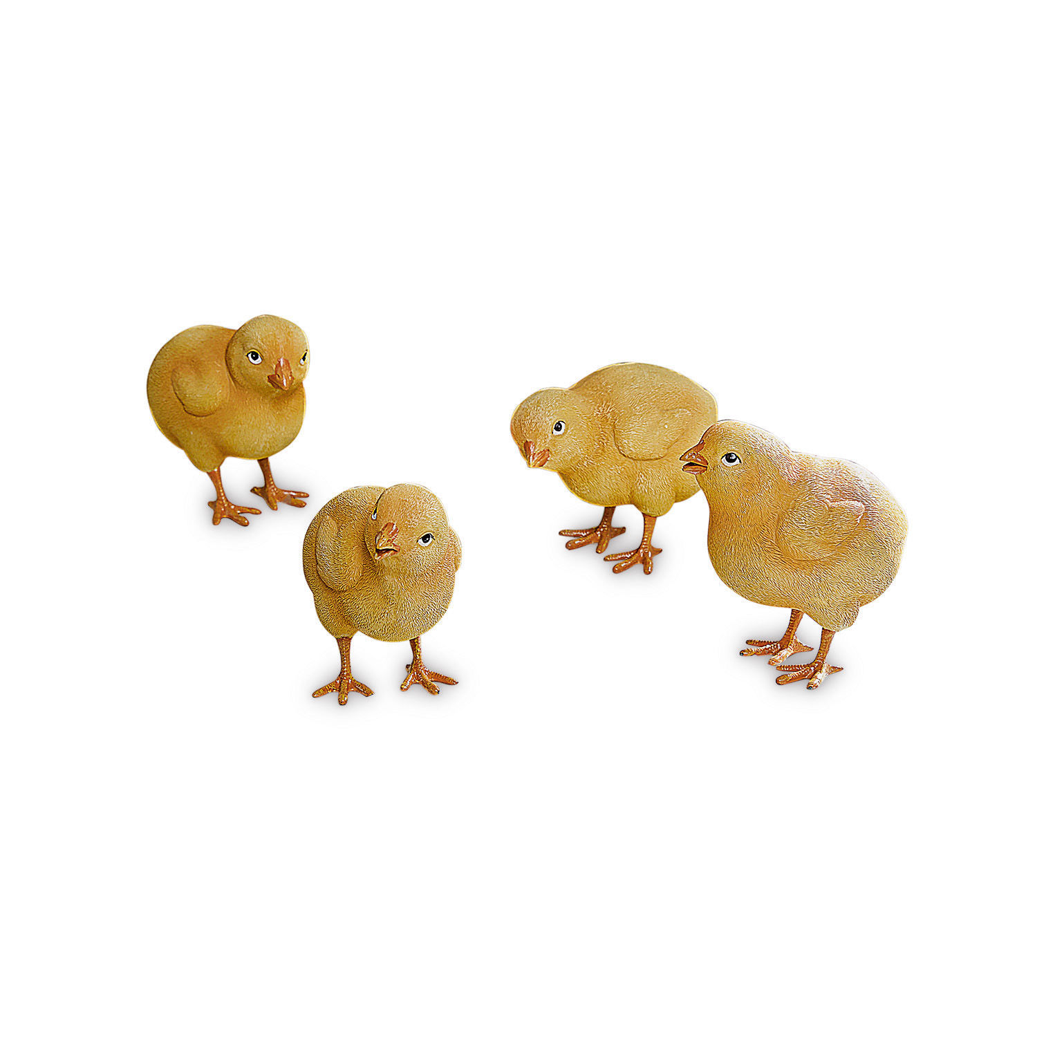 Kuiken set van 4 Wendolin Vier gele decoratieve kuikenfiguren voor binnen- en buitendecoratie