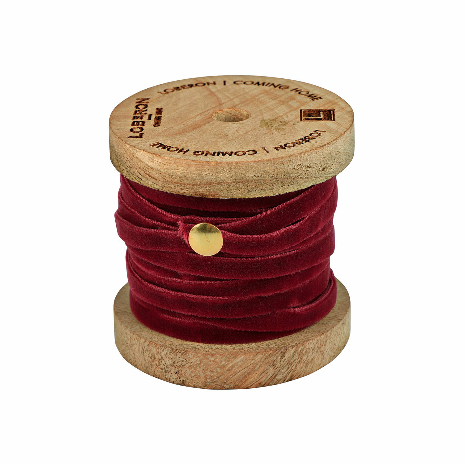 rood Rode Olessa fluwelen lint op houten spoel, decoratief lint voor knutselen en cadeaus