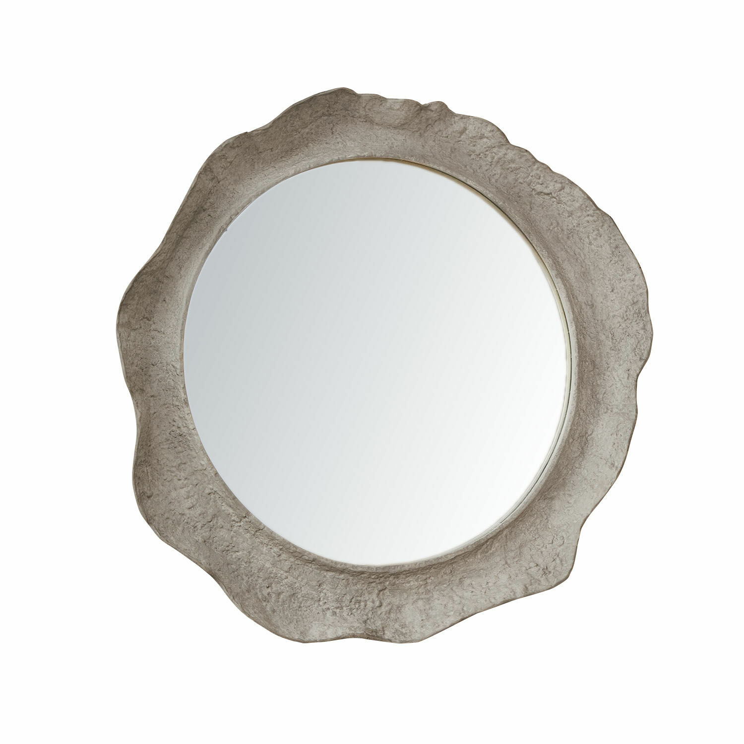 Spiegel Orivelle Ronde spiegel met onregelmatig gevormde grijze betonnen lijst, decoratieve wandspiegel