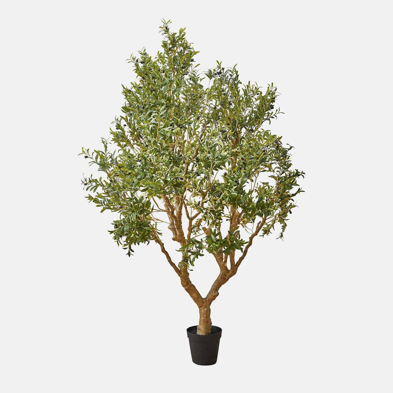 Kunstmatige olijfboom in zwarte pot met groene bladeren voor binnen- en buitendecoratie