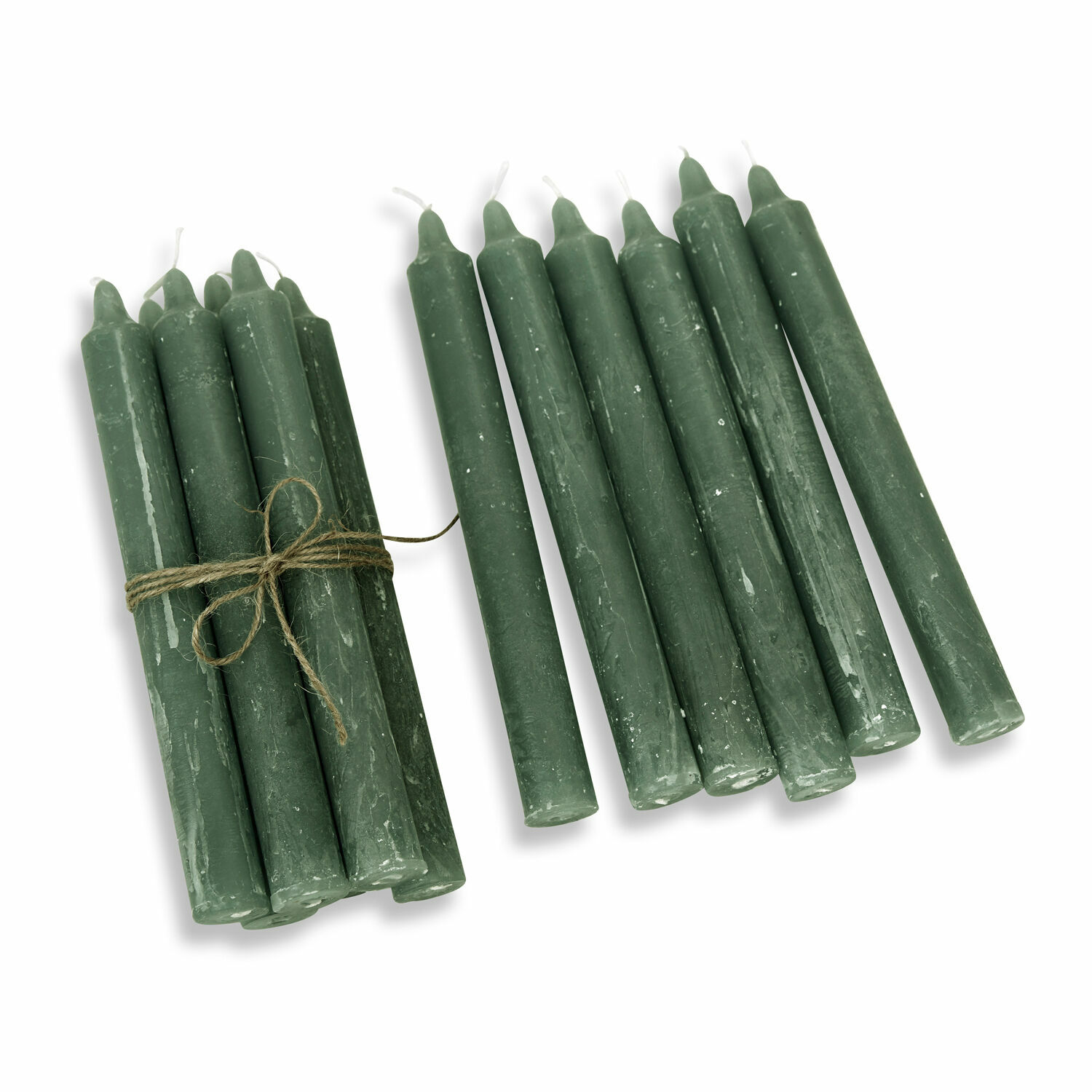 groen Set van 12 groene Bauceau kaarsen van was, sfeervolle woondecoratie en verlichting