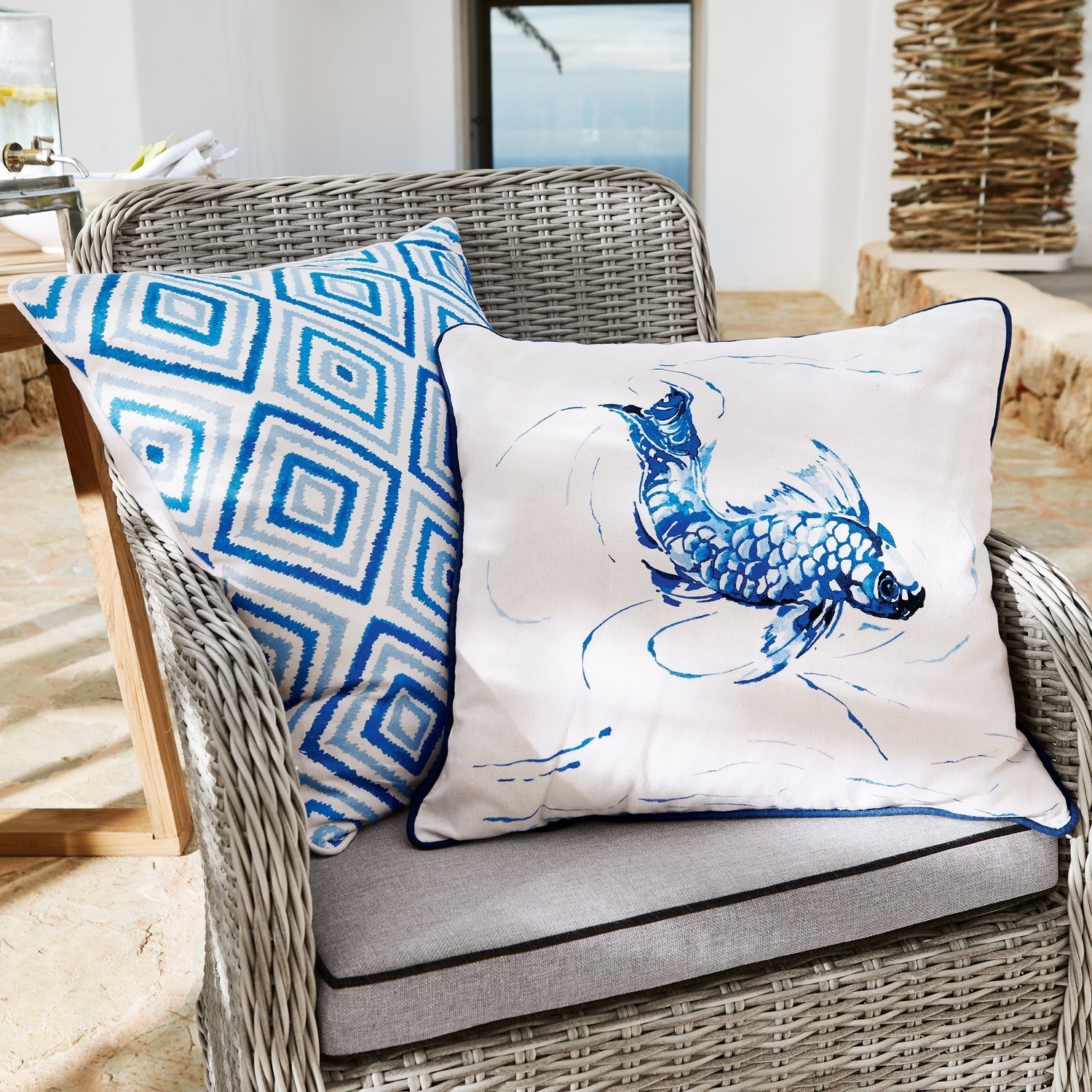 Kussen set van 2 Blue Sea